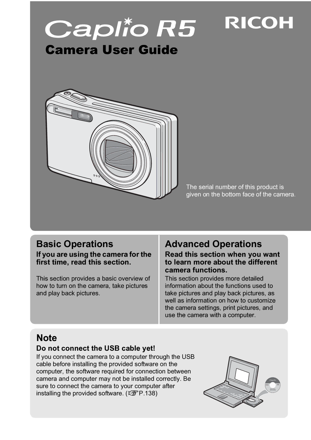 Ricoh R5 manual Basic Operations, Advanced Operations 