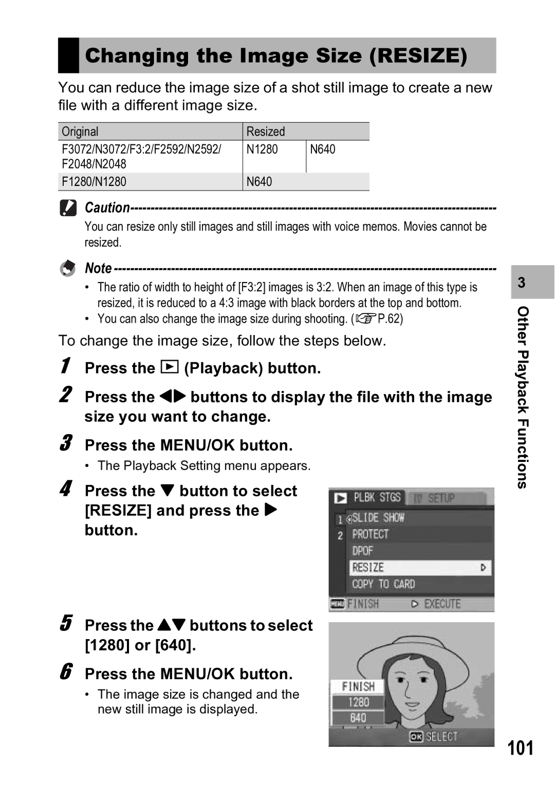 Ricoh R5 manual Changing the Image Size Resize, 101 