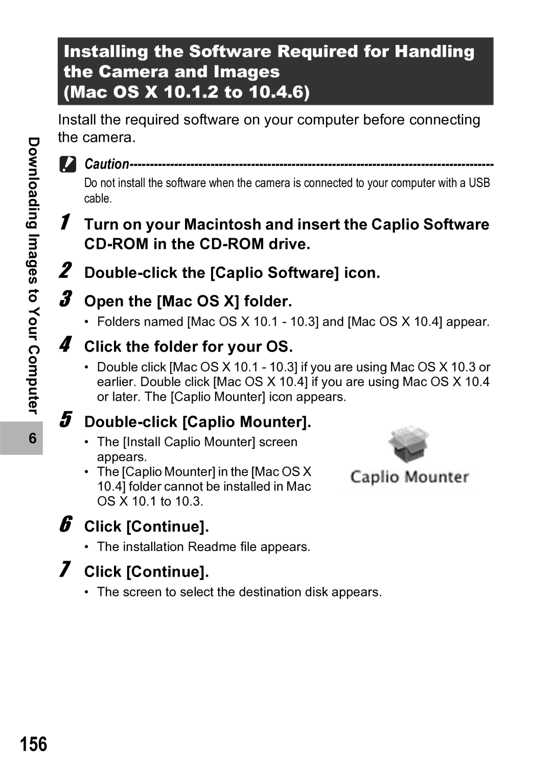 Ricoh R5 manual 156, Click the folder for your OS, Double-click Caplio Mounter 