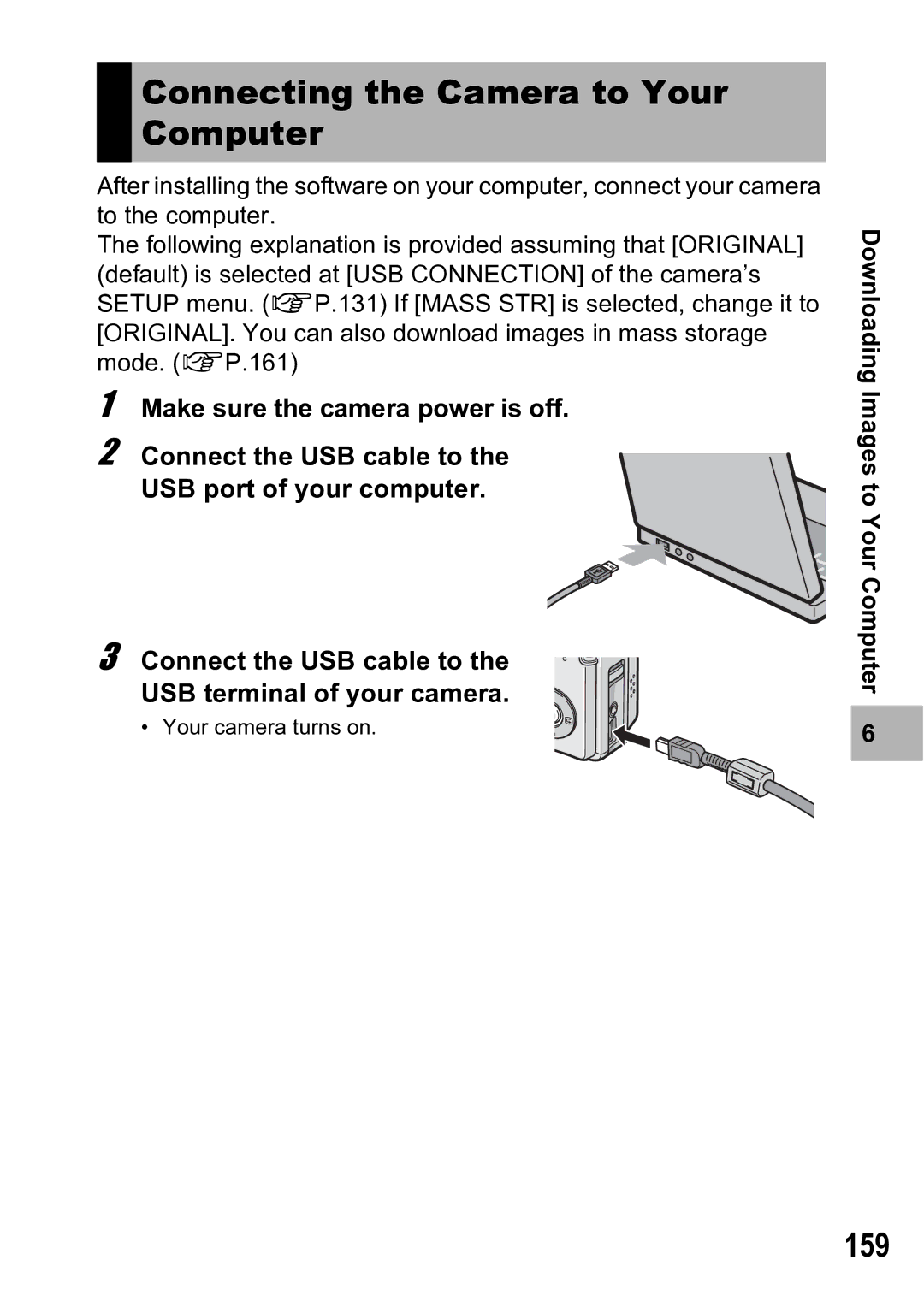 Ricoh R5 manual Connecting the Camera to Your Computer, 159 