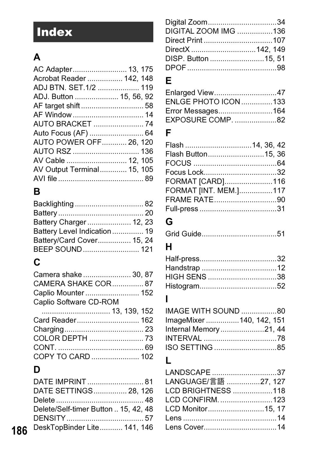 Ricoh R5 manual Index 