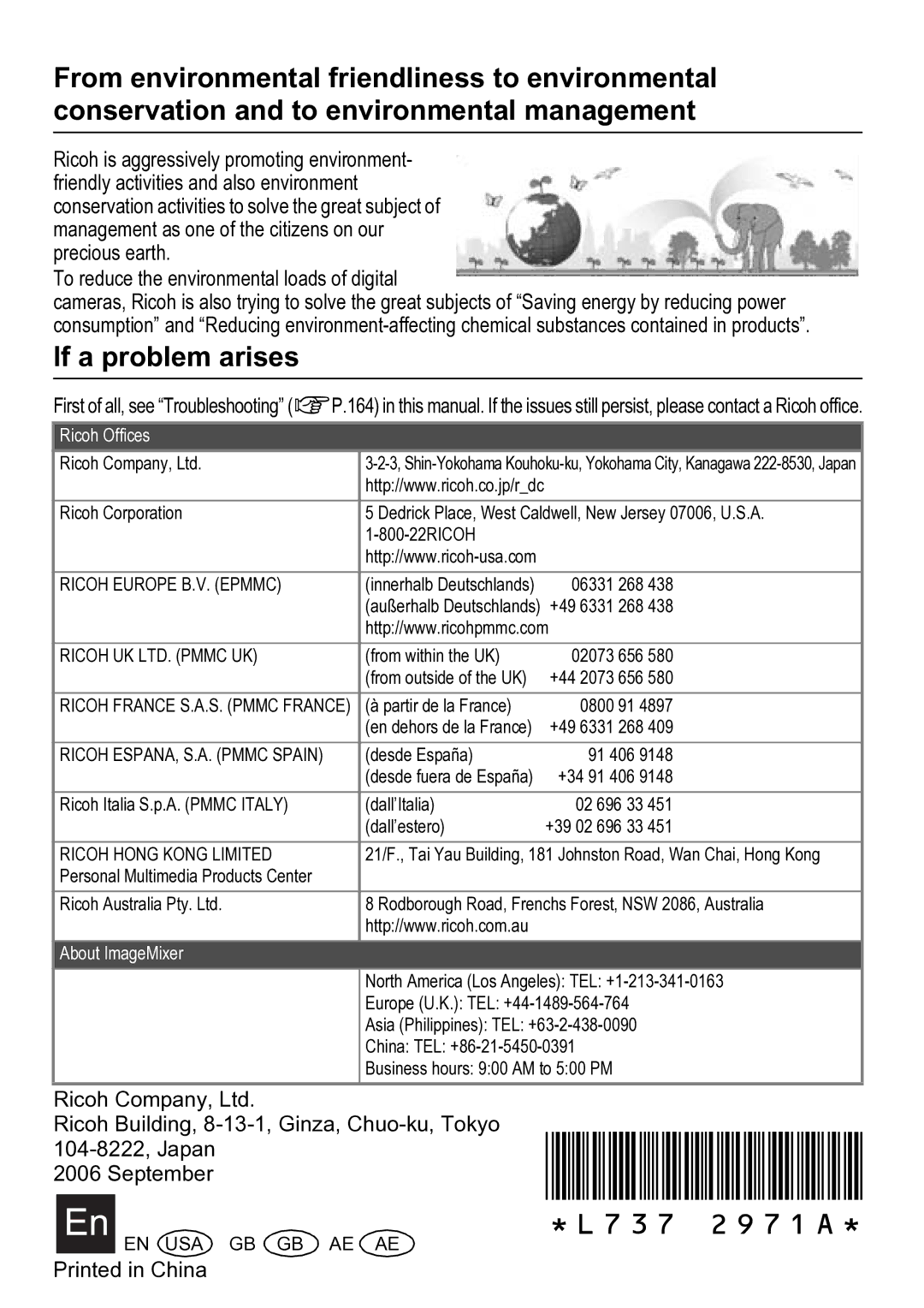 Ricoh R5 manual If a problem arises, Ricoh Offices 