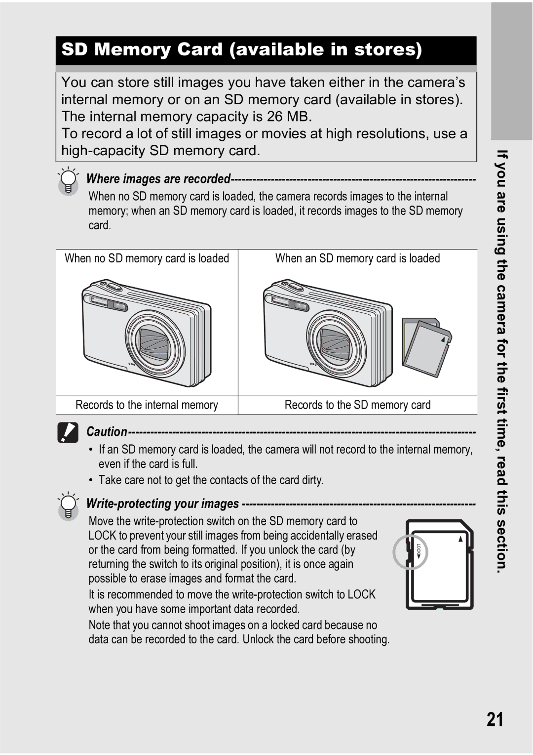 Ricoh R5 manual SD Memory Card available in stores, Where images are recorded 