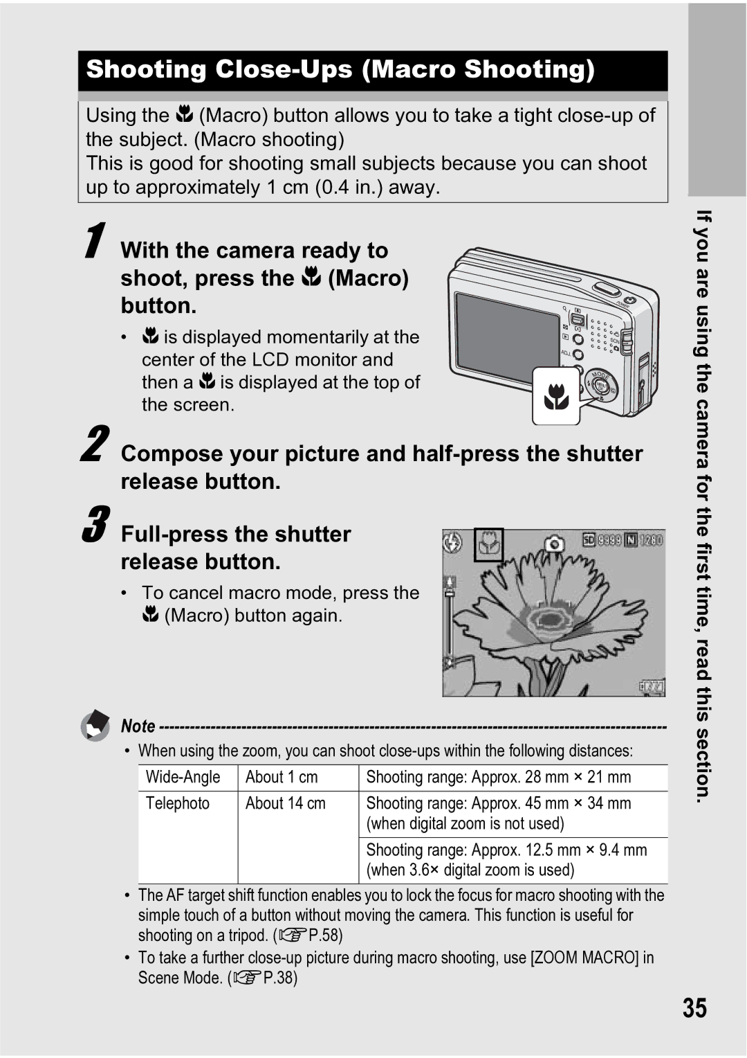 Ricoh R5 manual Shooting Close-Ups Macro Shooting, With the camera ready to shoot, press the N Macro button 