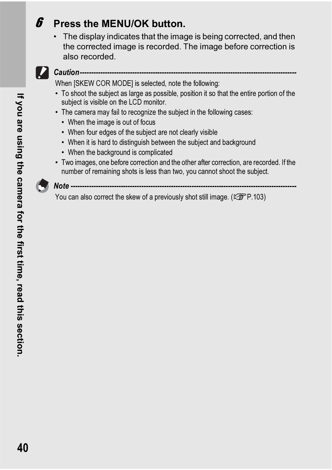 Ricoh R5 manual Press the MENU/OK button 