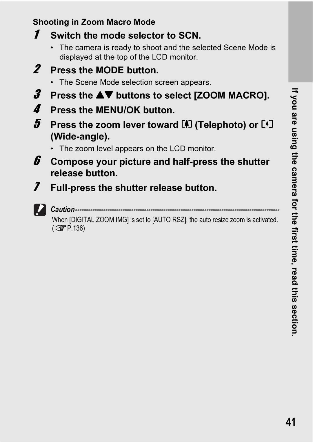 Ricoh R5 manual Shooting in Zoom Macro Mode 