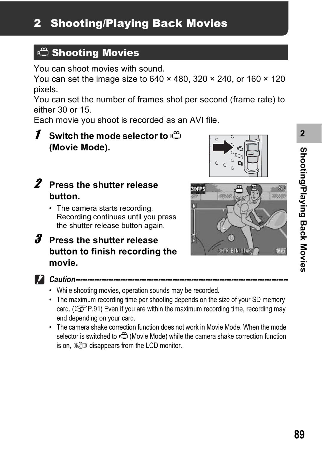 Ricoh R5 manual Shooting/Playing Back Movies, Shooting Movies 