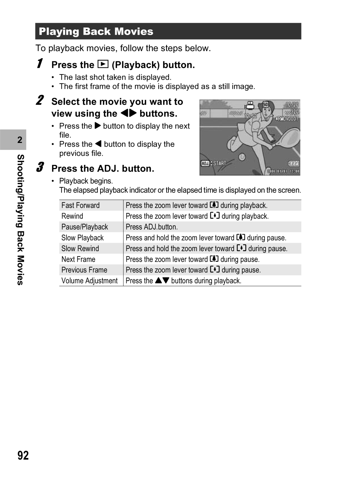 Ricoh R5 manual Playing Back Movies, Select the movie you want to view using the #$ buttons 