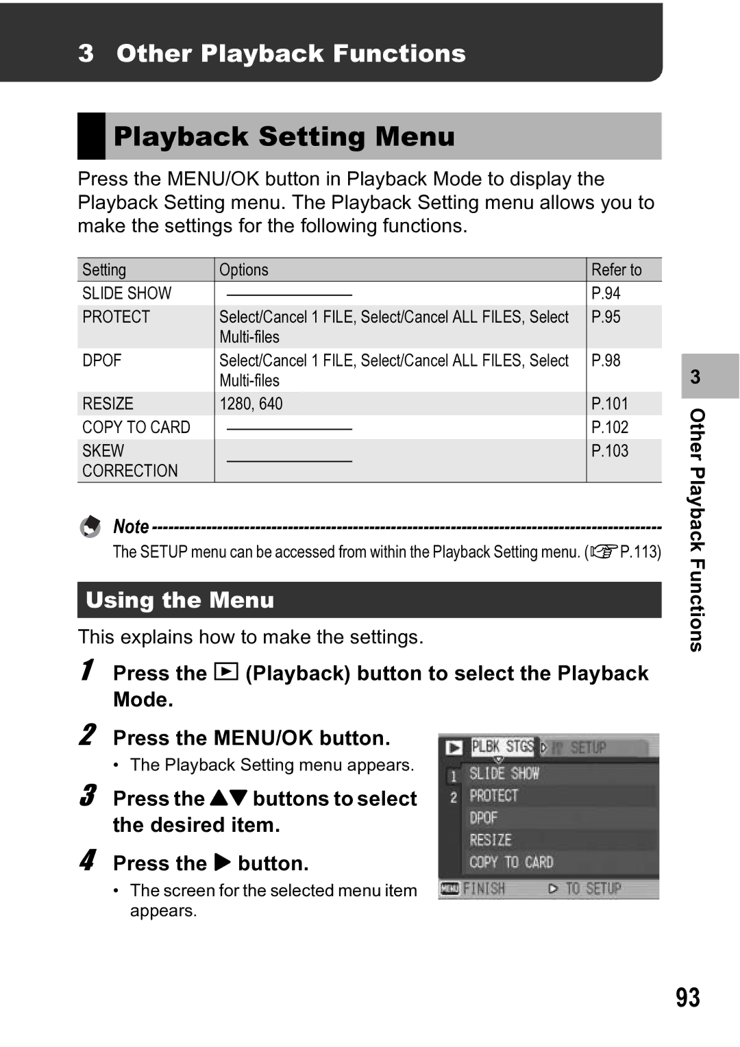 Ricoh R5 manual Playback Setting Menu, Other Playback Functions 