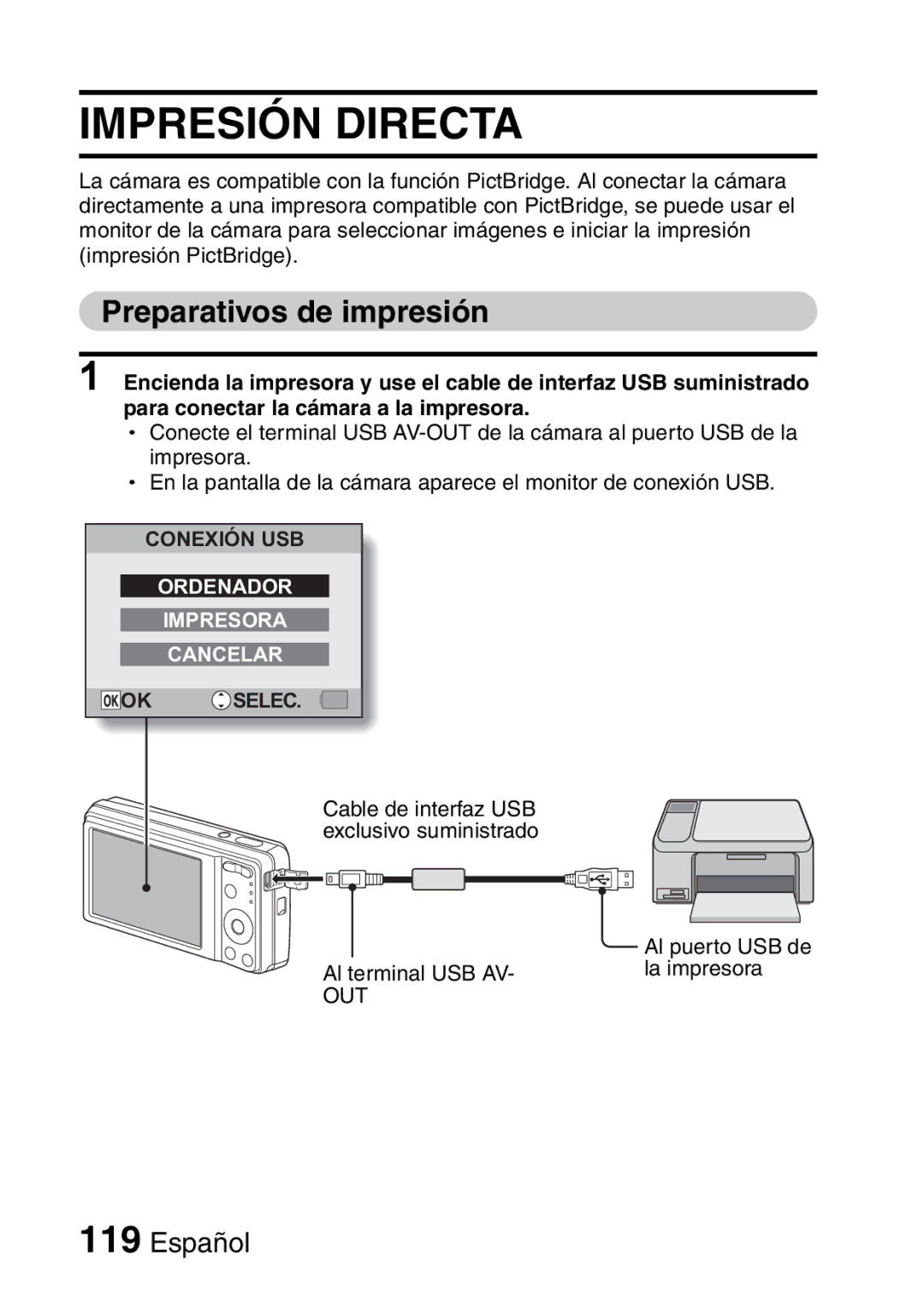 Ricoh R50 manual Impresión Directa, Preparativos de impresión 