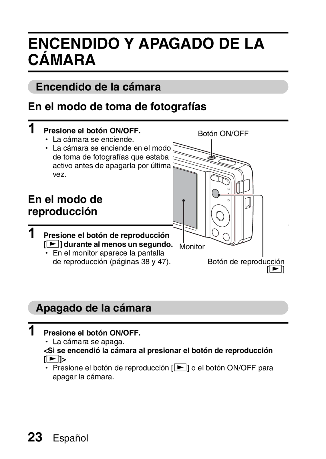 Ricoh R50 Encendido Y Apagado DE LA Cámara, Encendido de la cámara En el modo de toma de fotografías, Apagado de la cámara 