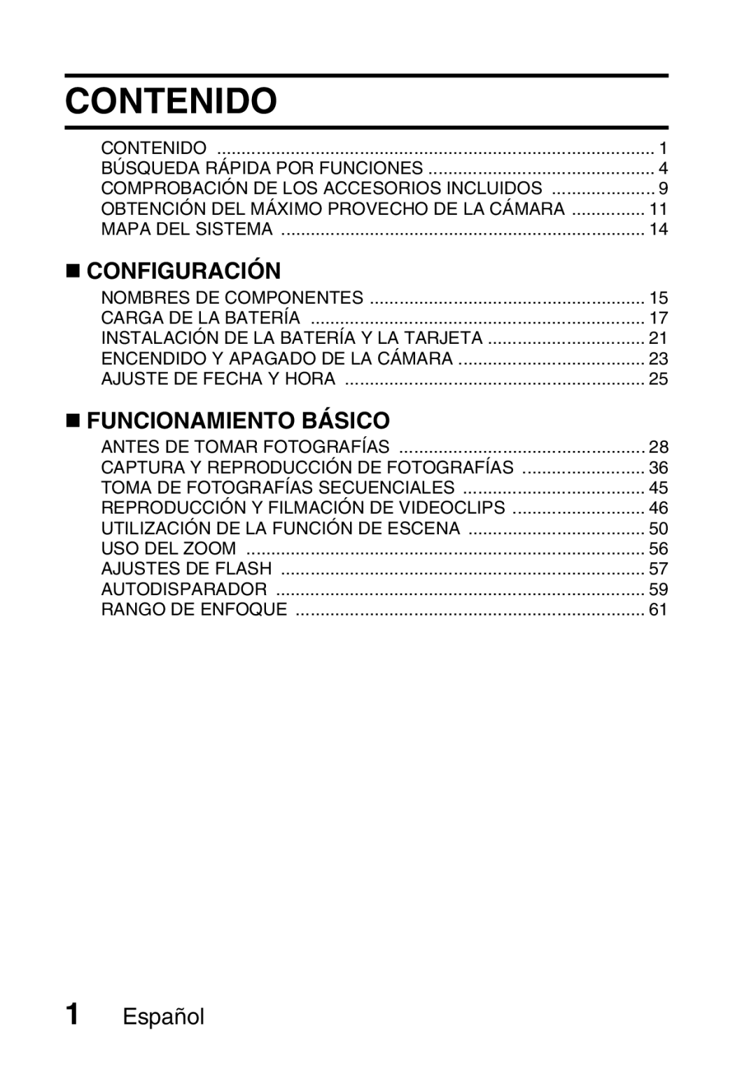 Ricoh R50 manual Contenido, „ Configuración 