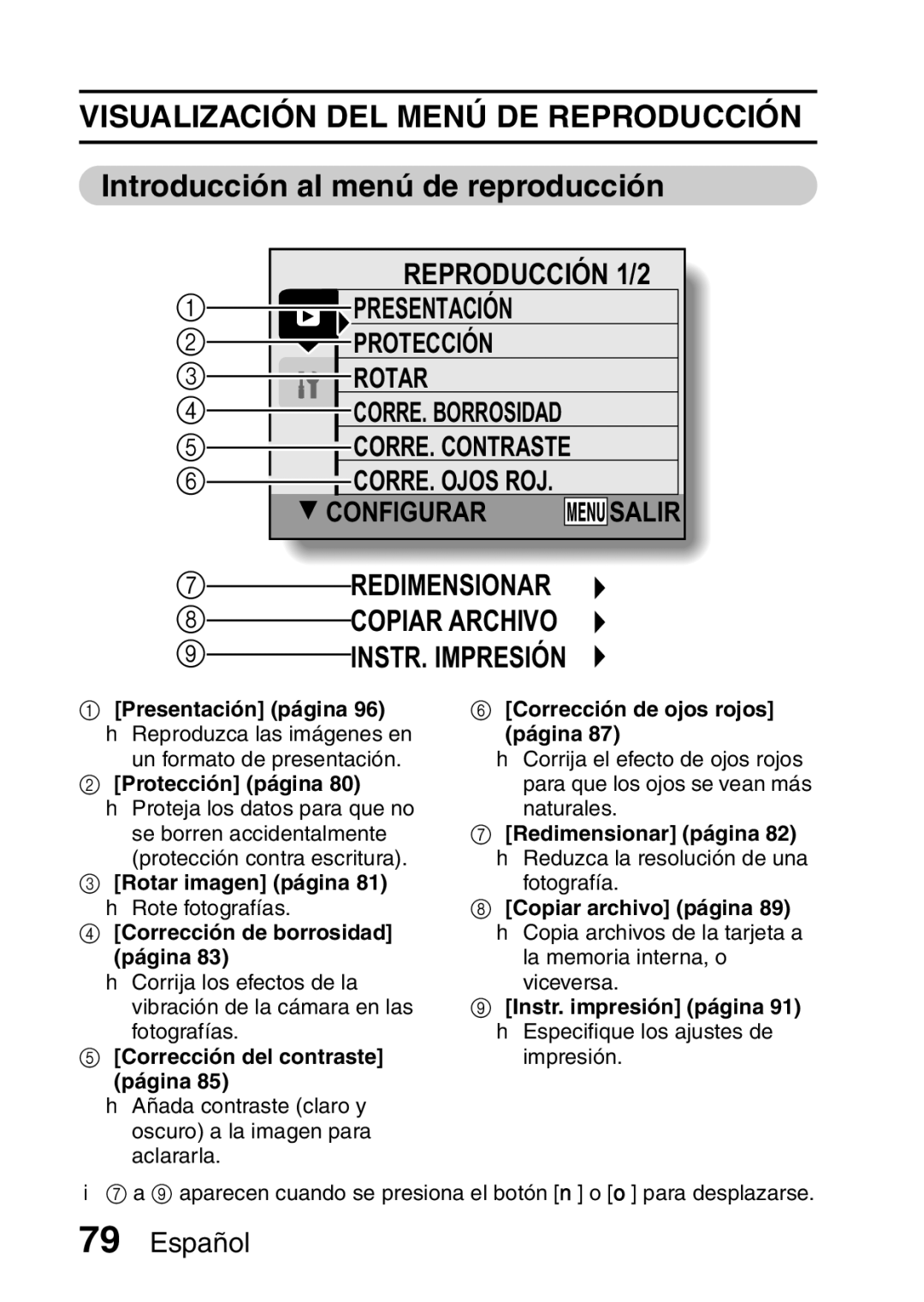 Ricoh R50 manual Visualización DEL Menú DE Reproducción, Introducción al menú de reproducción 