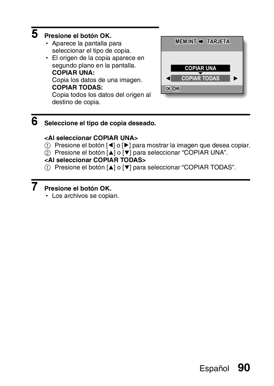 Ricoh R50 manual Al seleccionar Copiar Todas 