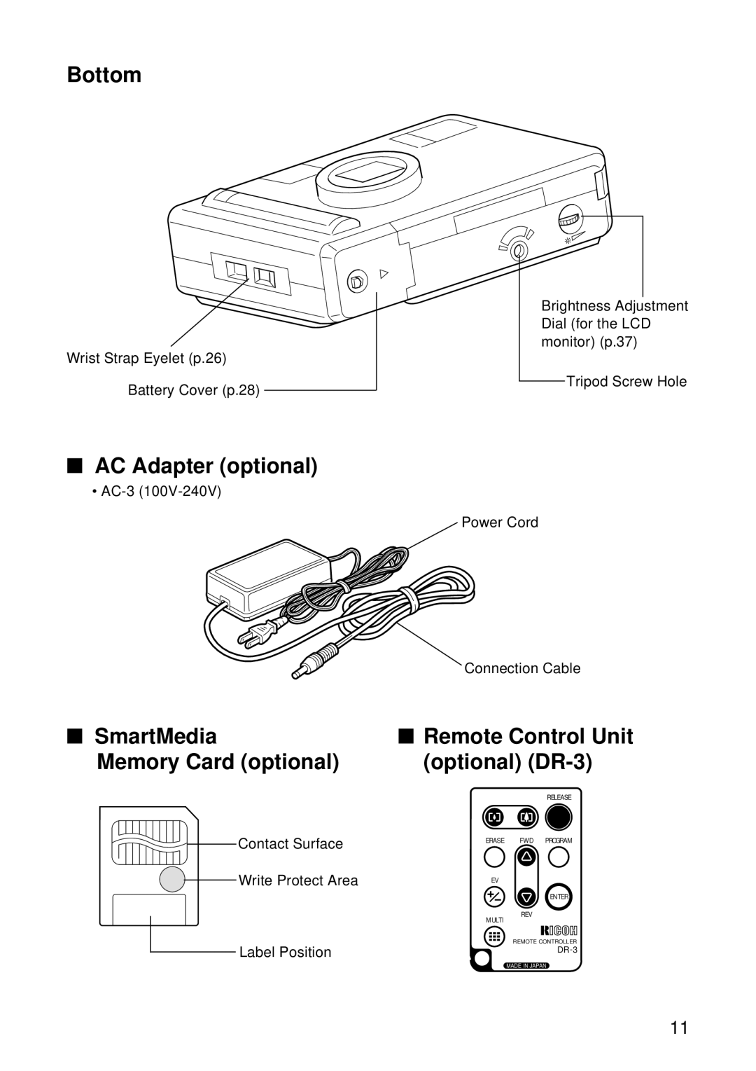 Ricoh RDC-5000 manual Bottom, AC Adapter optional 