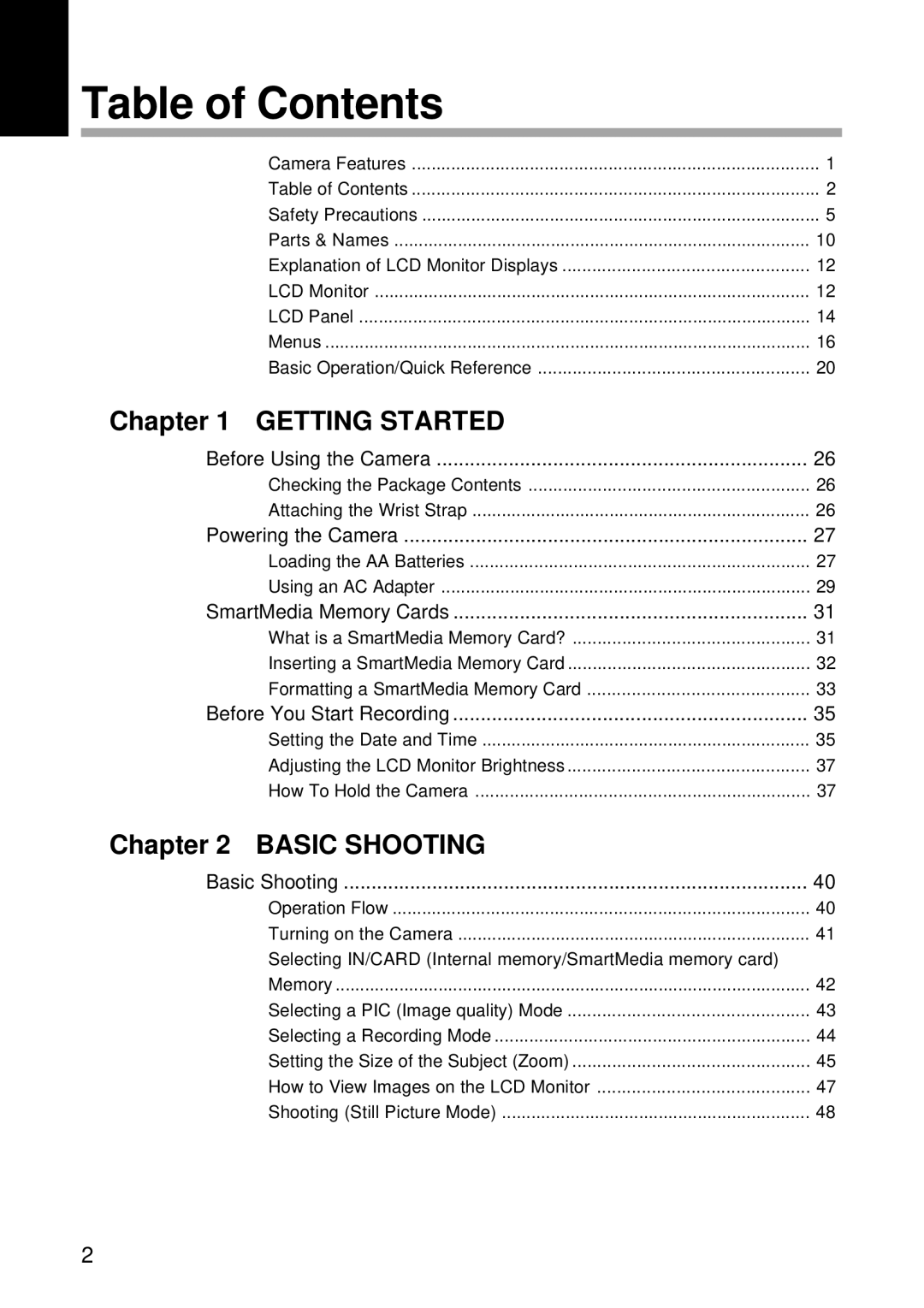 Ricoh RDC-5000 manual Table of Contents 