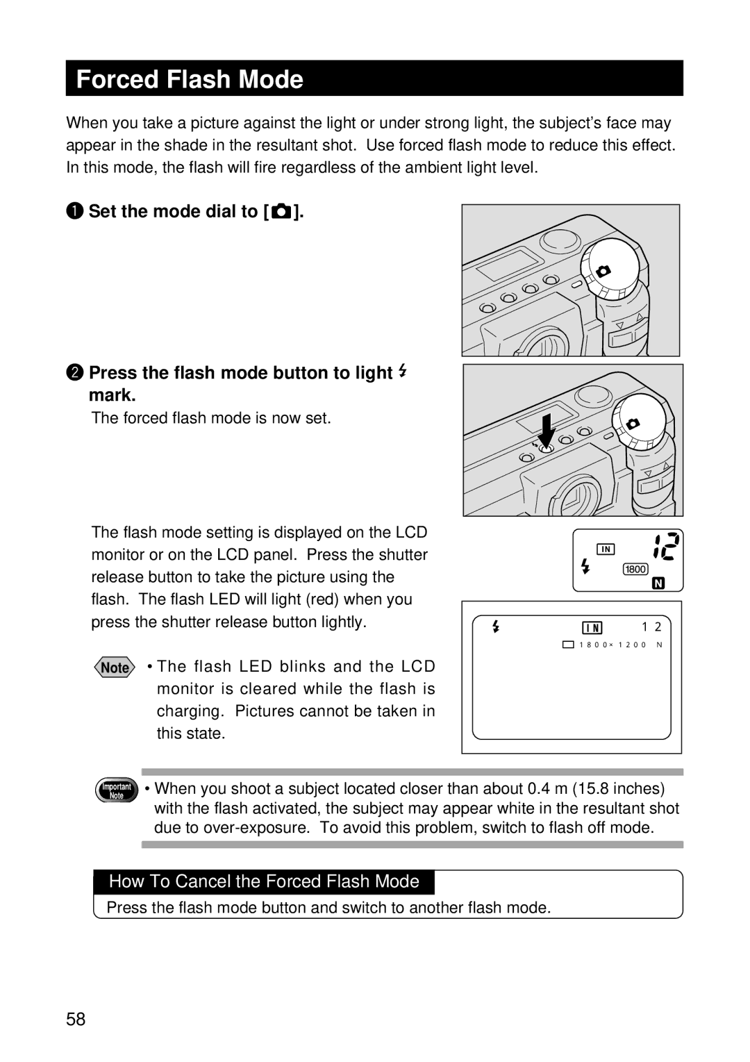 Ricoh RDC-5000 manual How To Cancel the Forced Flash Mode, This state 