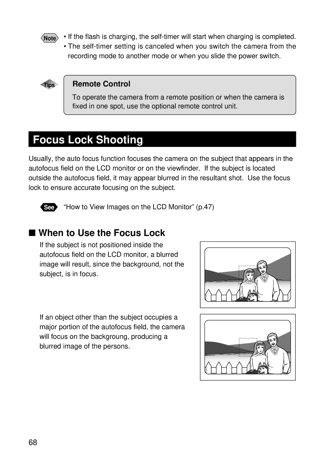 Ricoh RDC-5000 manual Focus Lock Shooting, When to Use the Focus Lock, Remote Control 