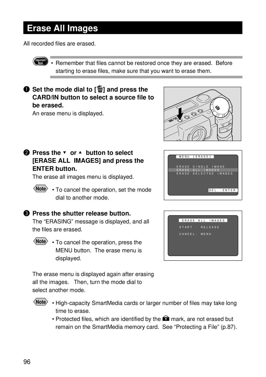 Ricoh RDC-5000 manual Erase All Images, Erase all images menu is displayed 