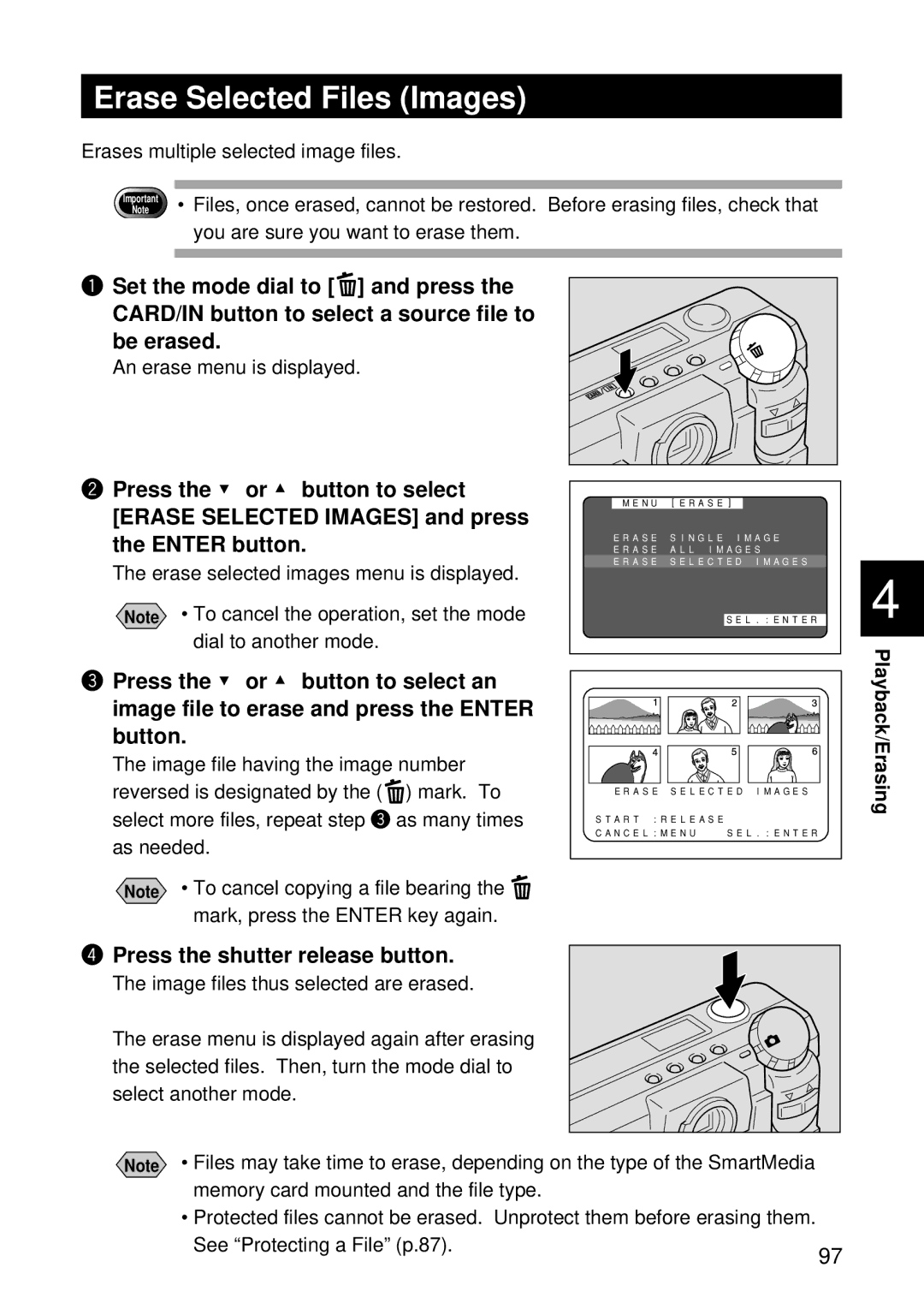 Ricoh RDC-5000 manual Erase Selected Files Images 