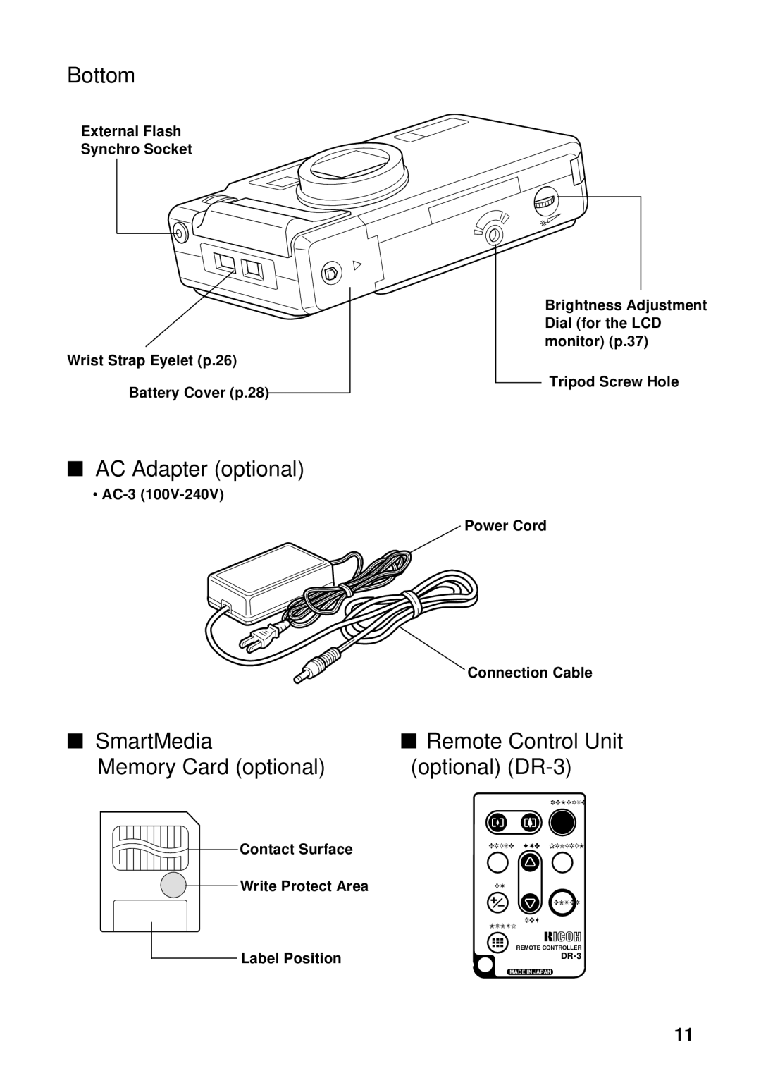 Ricoh RDC-5300 manual Bottom, AC Adapter optional 