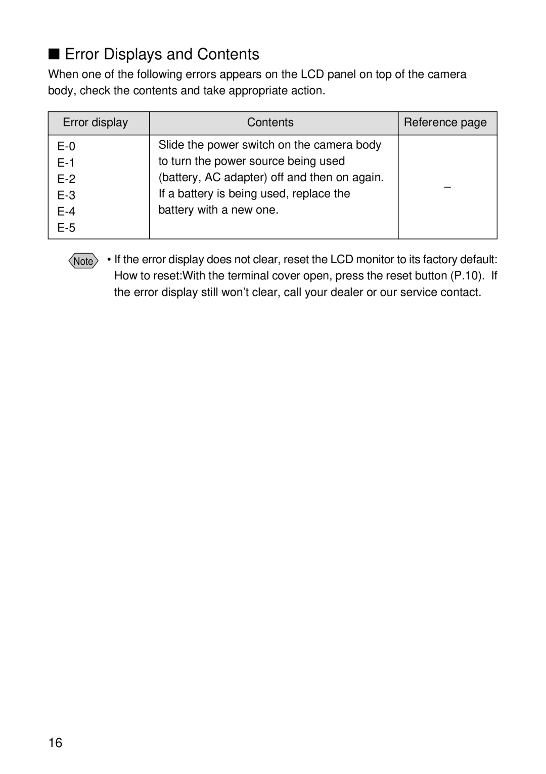 Ricoh RDC-5300 manual Error Displays and Contents 