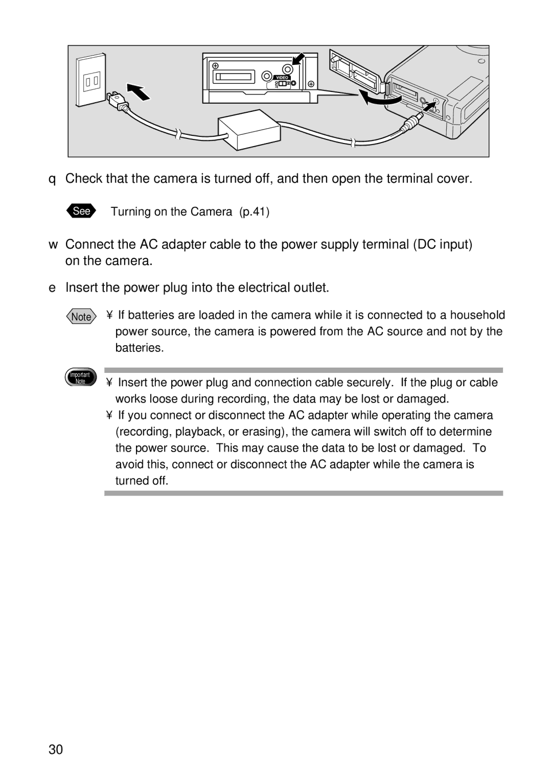 Ricoh RDC-5300 manual See Turning on the Camera p.41 