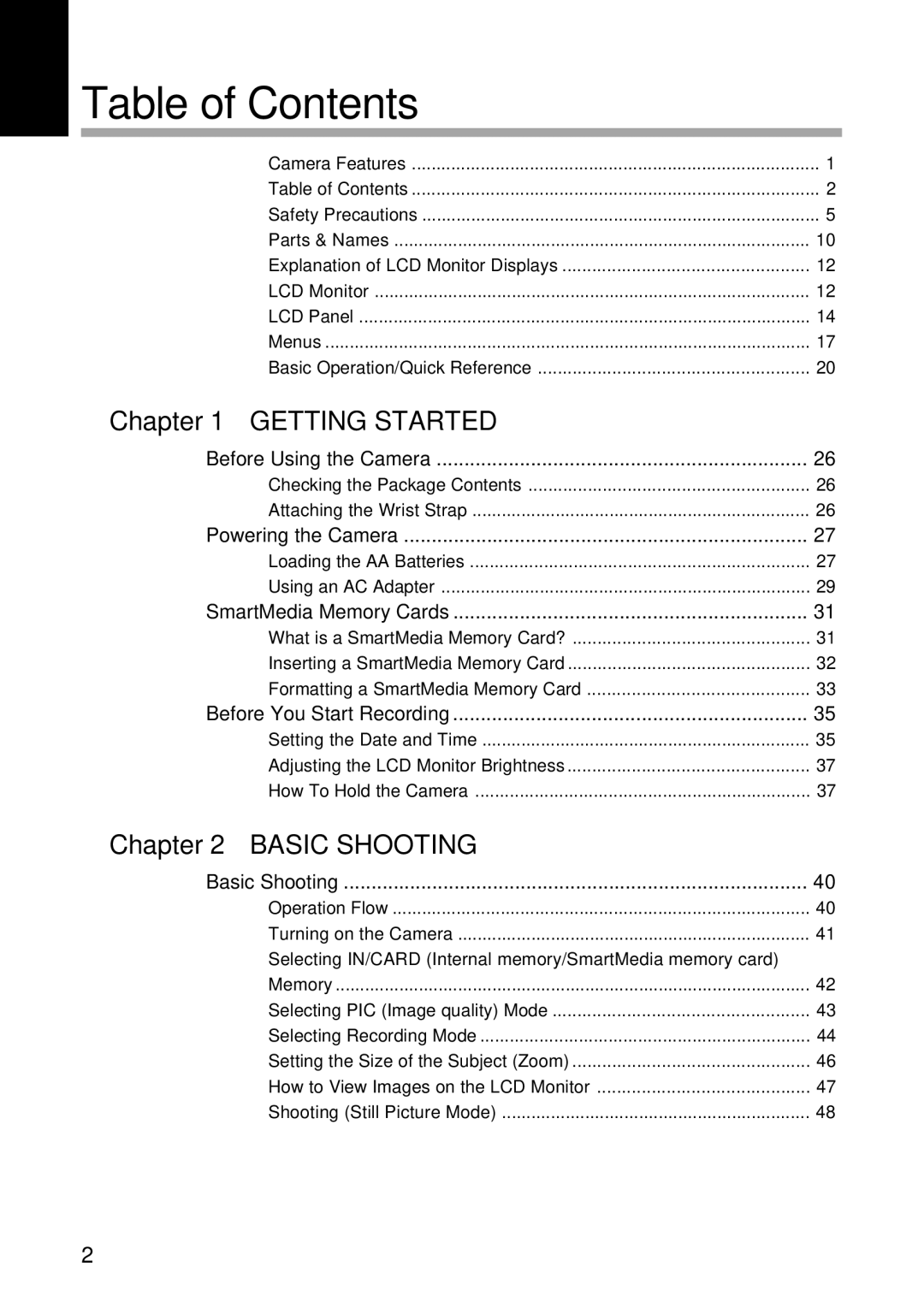 Ricoh RDC-5300 manual Table of Contents 