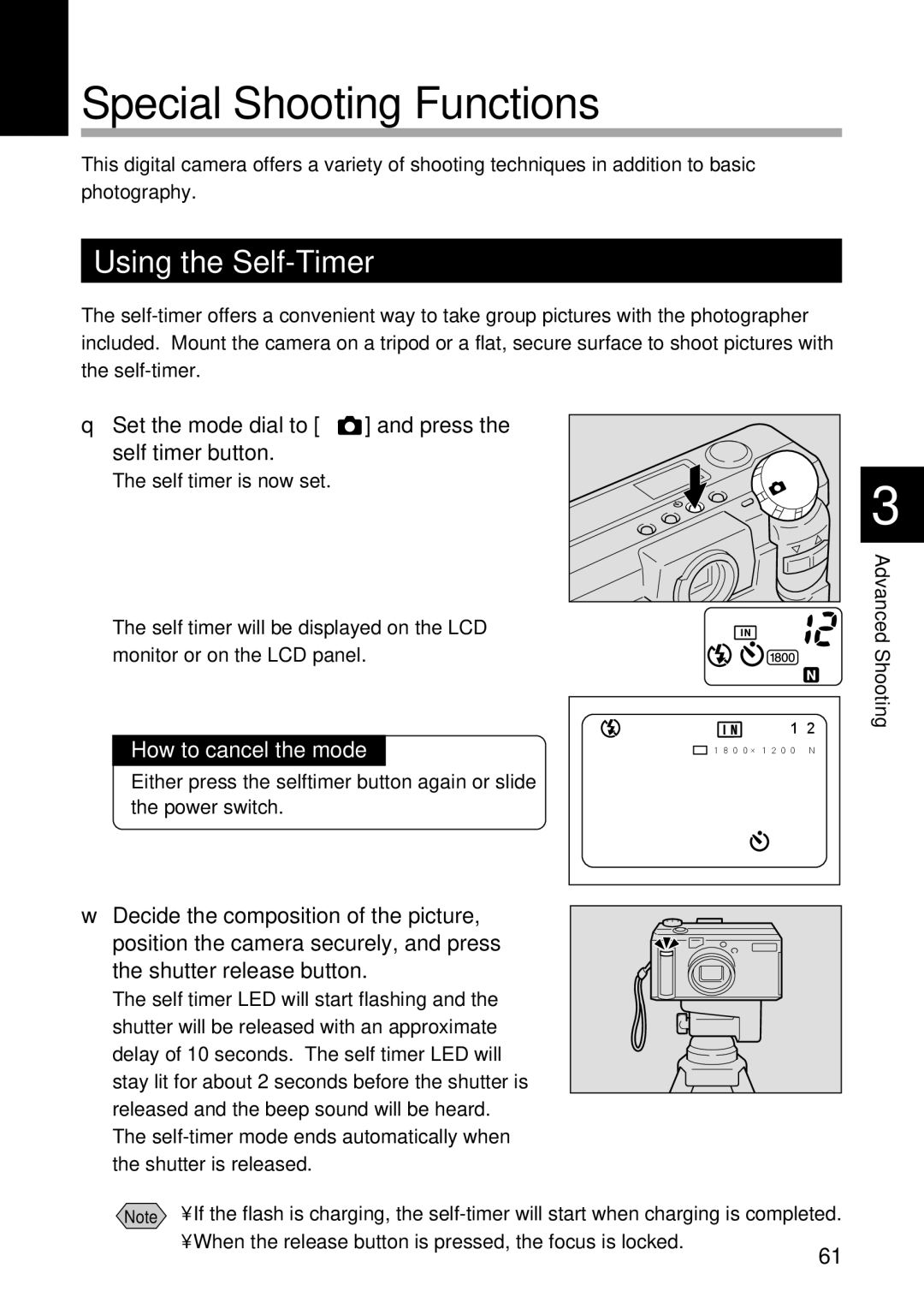 Ricoh RDC-5300 Special Shooting Functions, Using the Self-Timer, Set the mode dial to and press the self timer button 