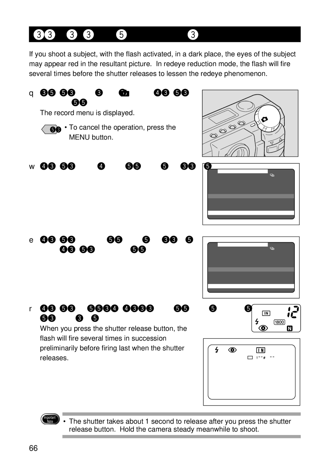 Ricoh RDC-5300 manual Redeye Reduction Mode, Menu button 