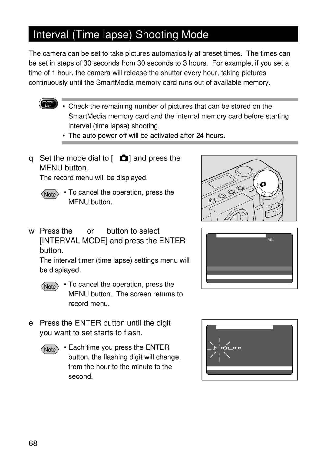 Ricoh RDC-5300 manual Interval Time lapse Shooting Mode, Second 