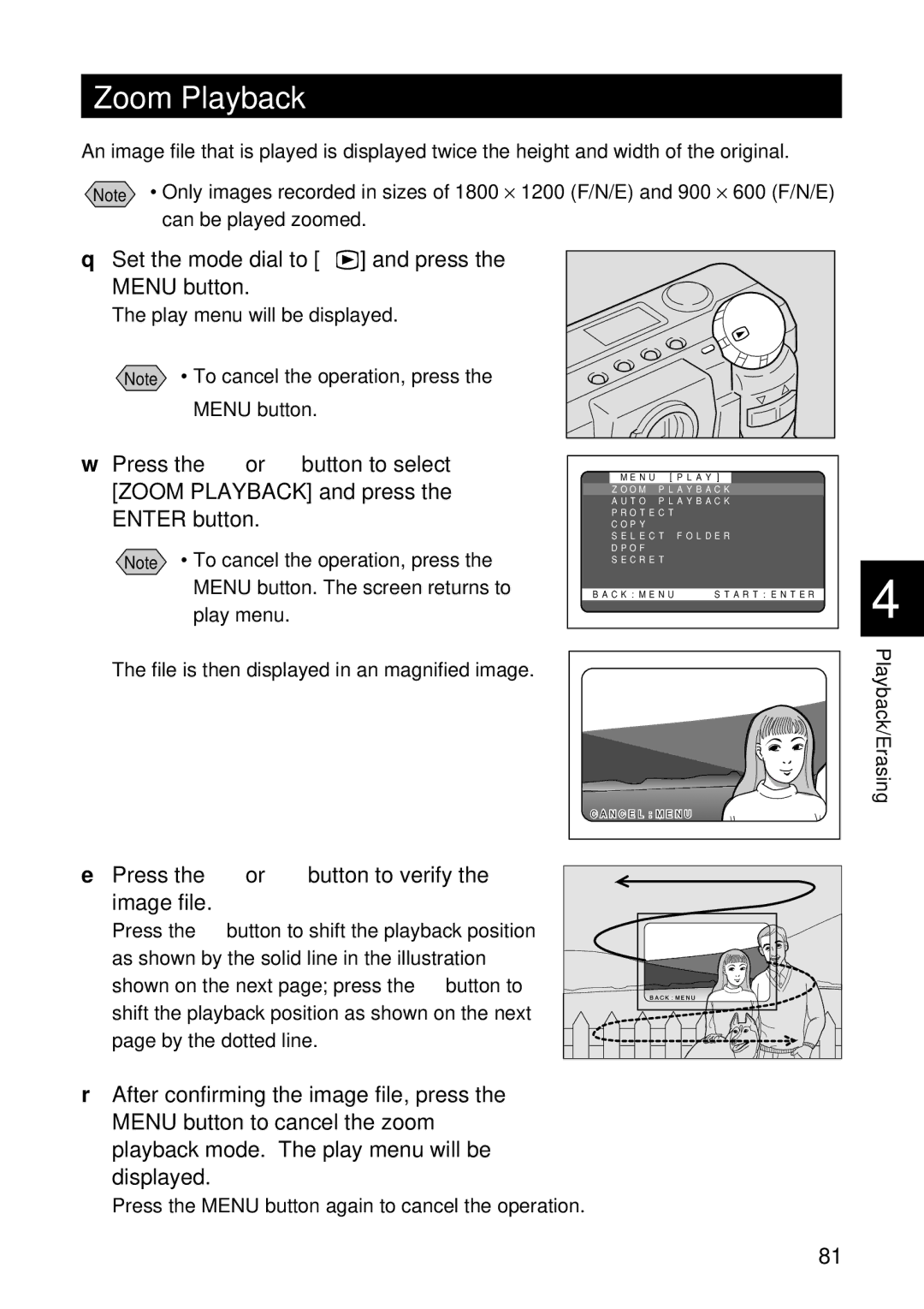 Ricoh RDC-5300 manual Zoom Playback, Press the or button to verify the image file 