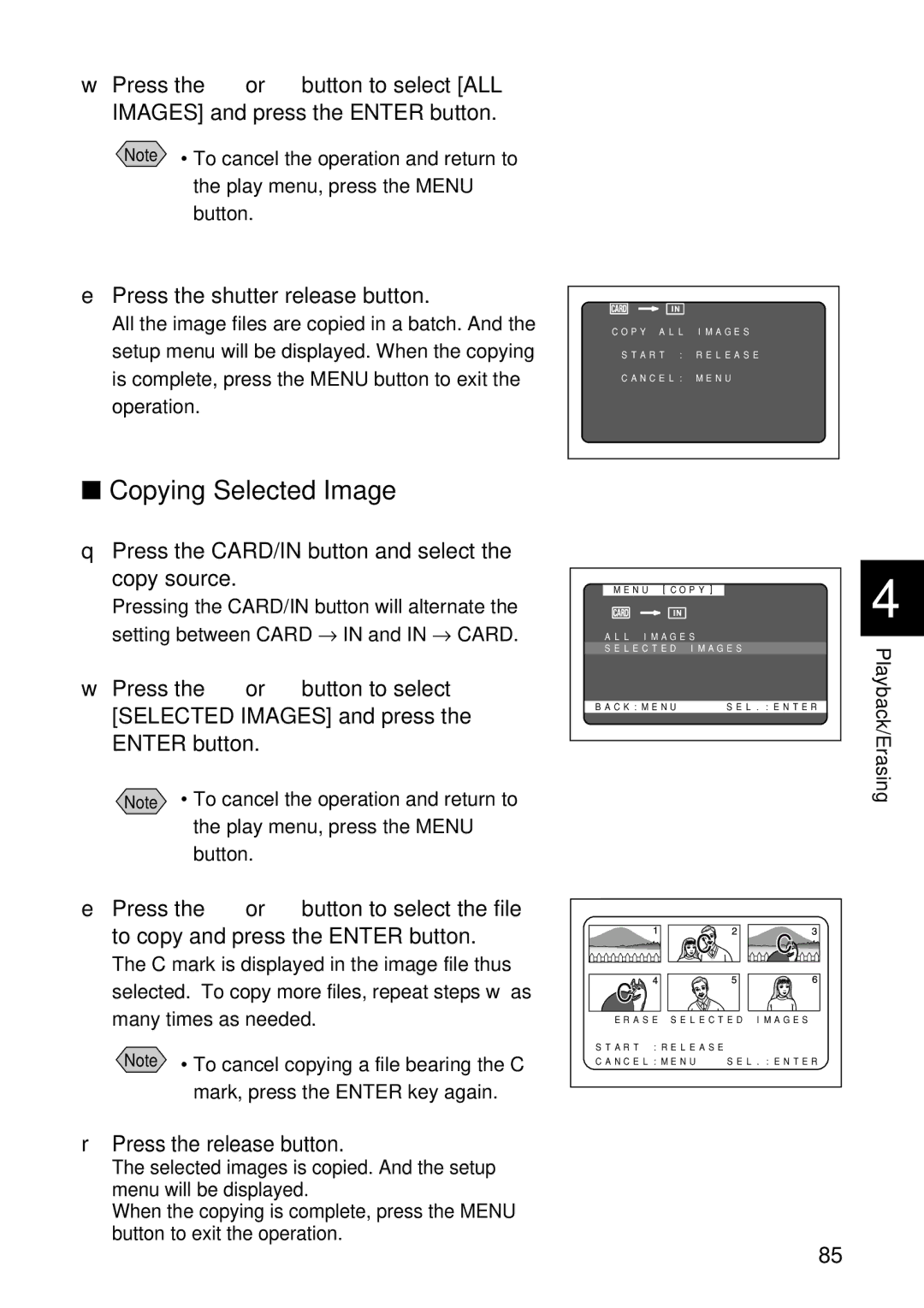 Ricoh RDC-5300 manual Copying Selected Image, Playback/Erasing 