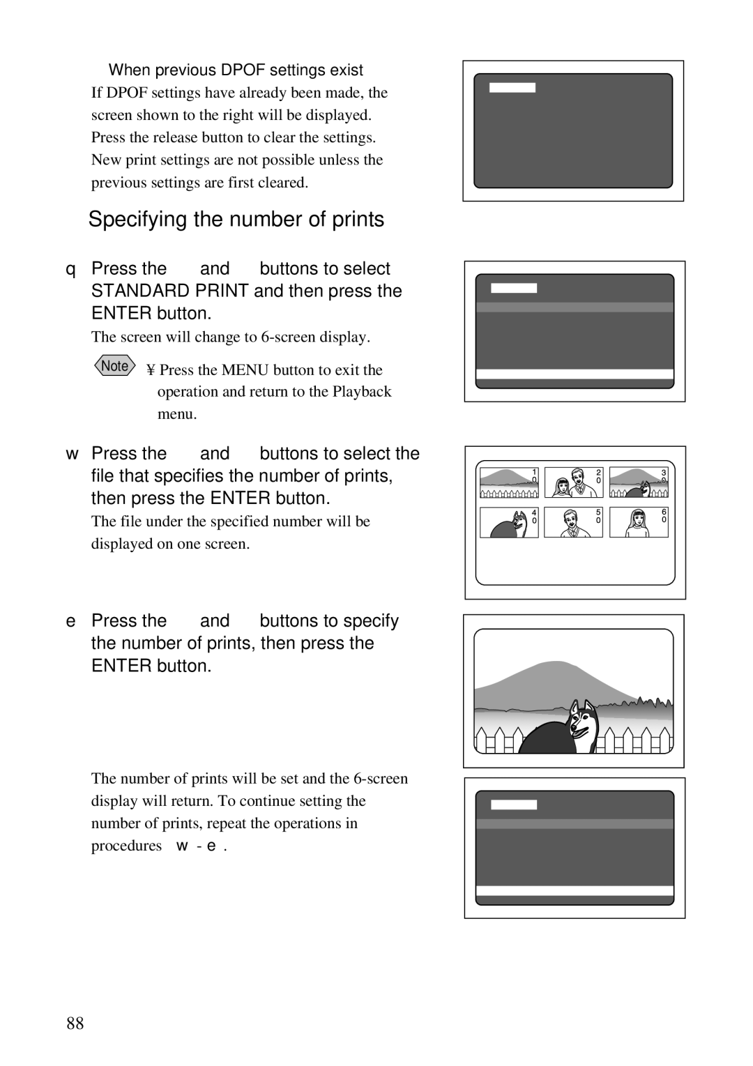 Ricoh RDC-5300 manual Specifying the number of prints, When previous Dpof settings exist 