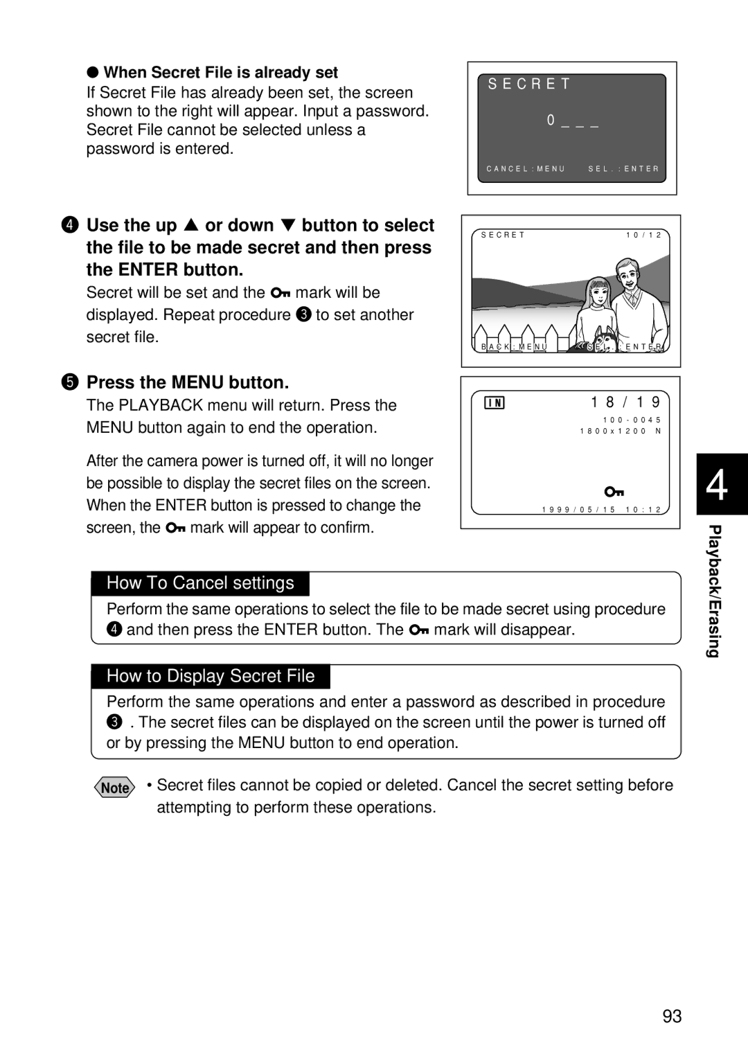 Ricoh RDC-5300 manual How To Cancel settings, How to Display Secret File, When Secret File is already set 