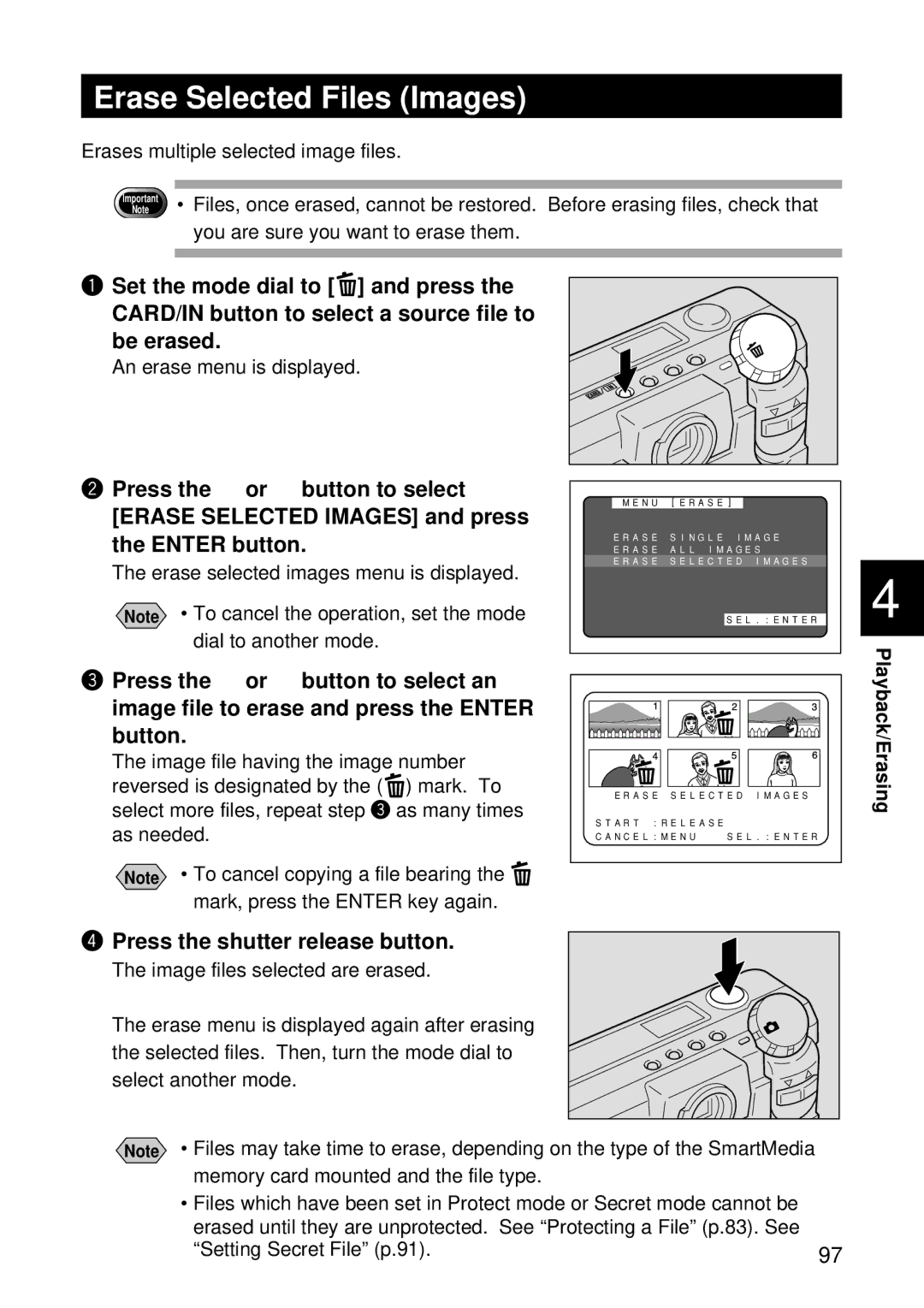 Ricoh RDC-5300 manual Erase Selected Files Images 