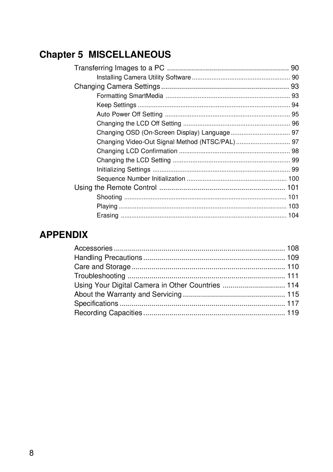 Ricoh RDC-6000 operation manual Miscellaneous, Changing Camera Settings 