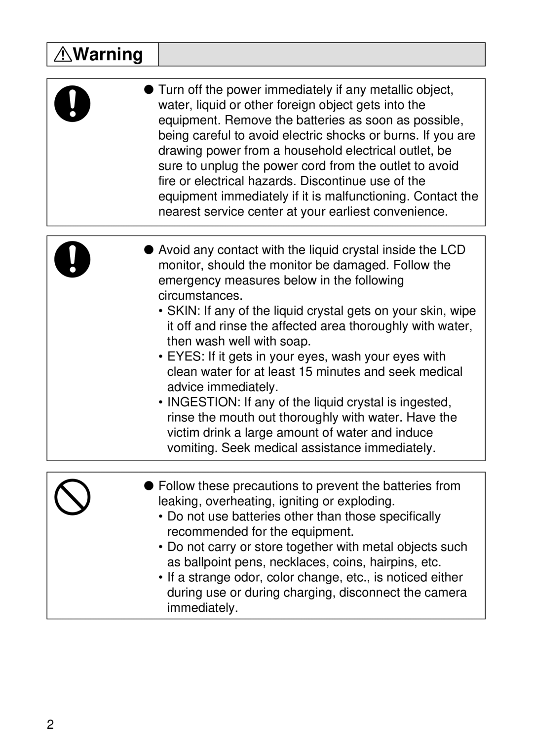 Ricoh RDC-6000 operation manual Turn off the power immediately if any metallic object 