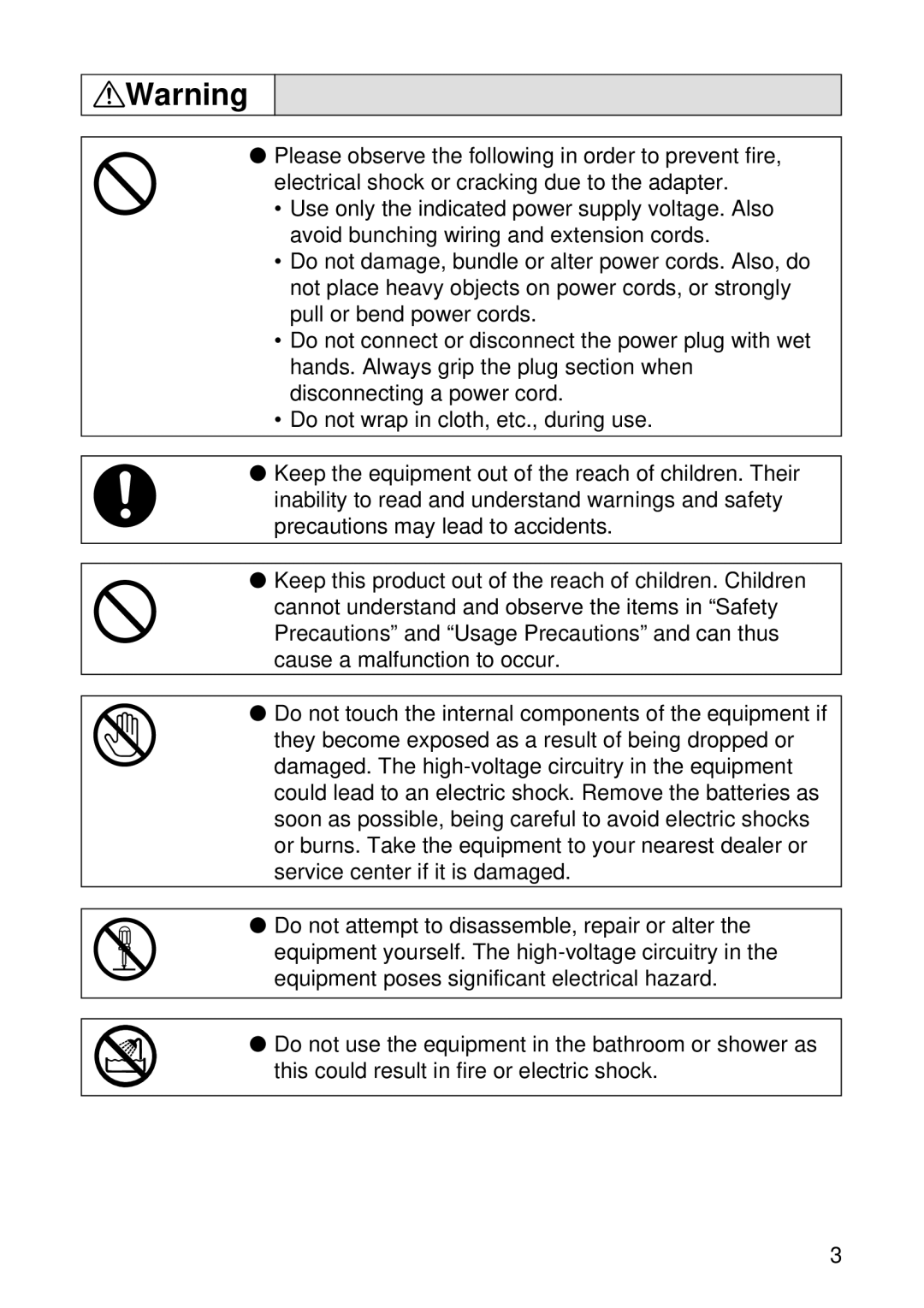 Ricoh RDC-6000 operation manual Please observe the following in order to prevent fire 