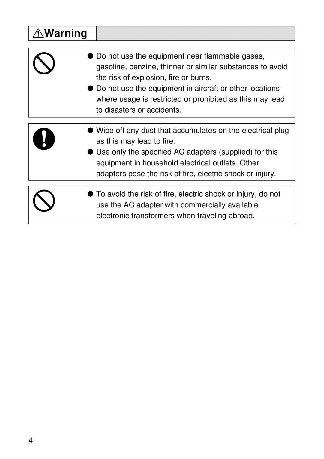 Ricoh RDC-6000 operation manual Do not use the equipment near flammable gases 