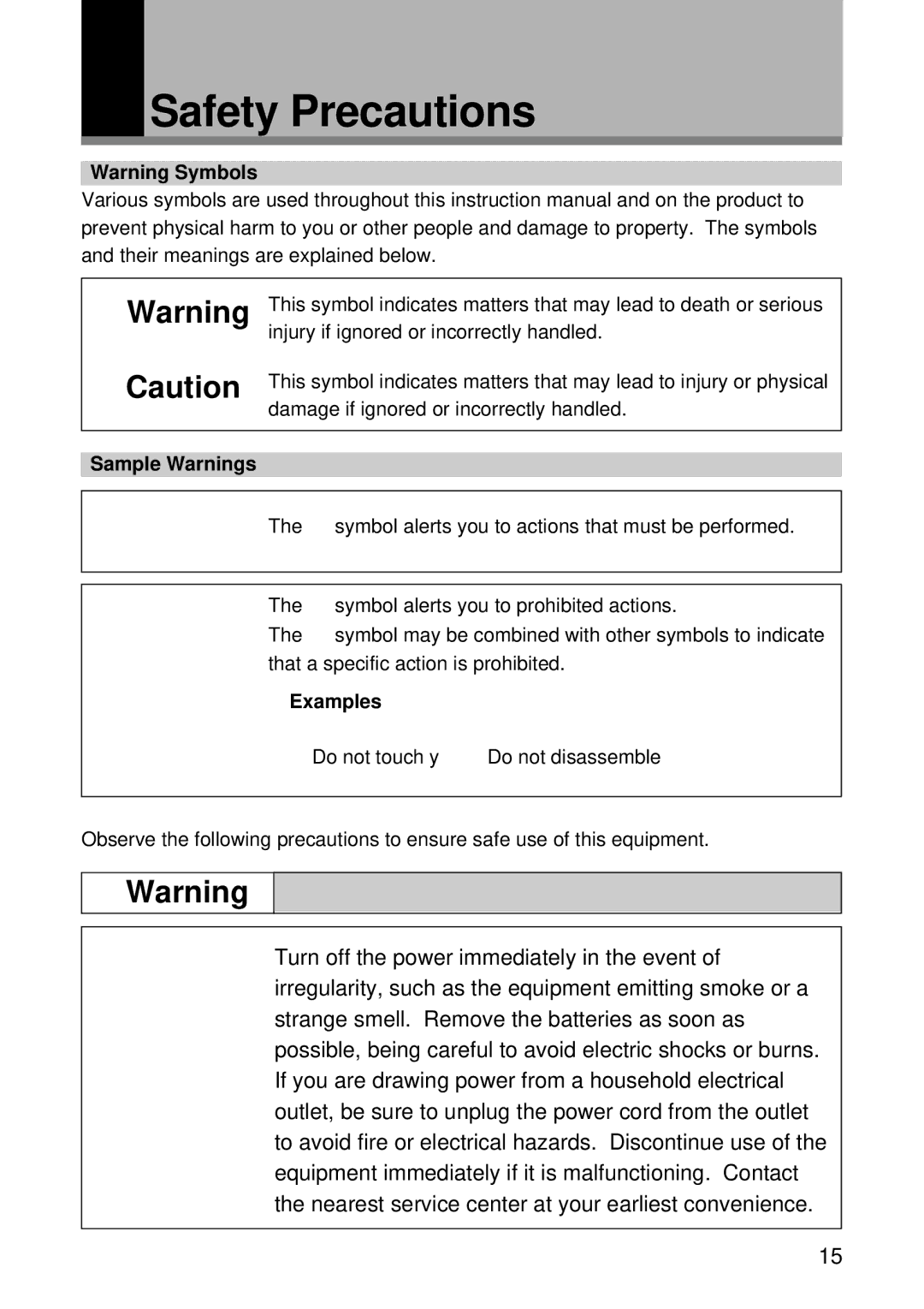 Ricoh RDC-7 manual Safety Precautions 