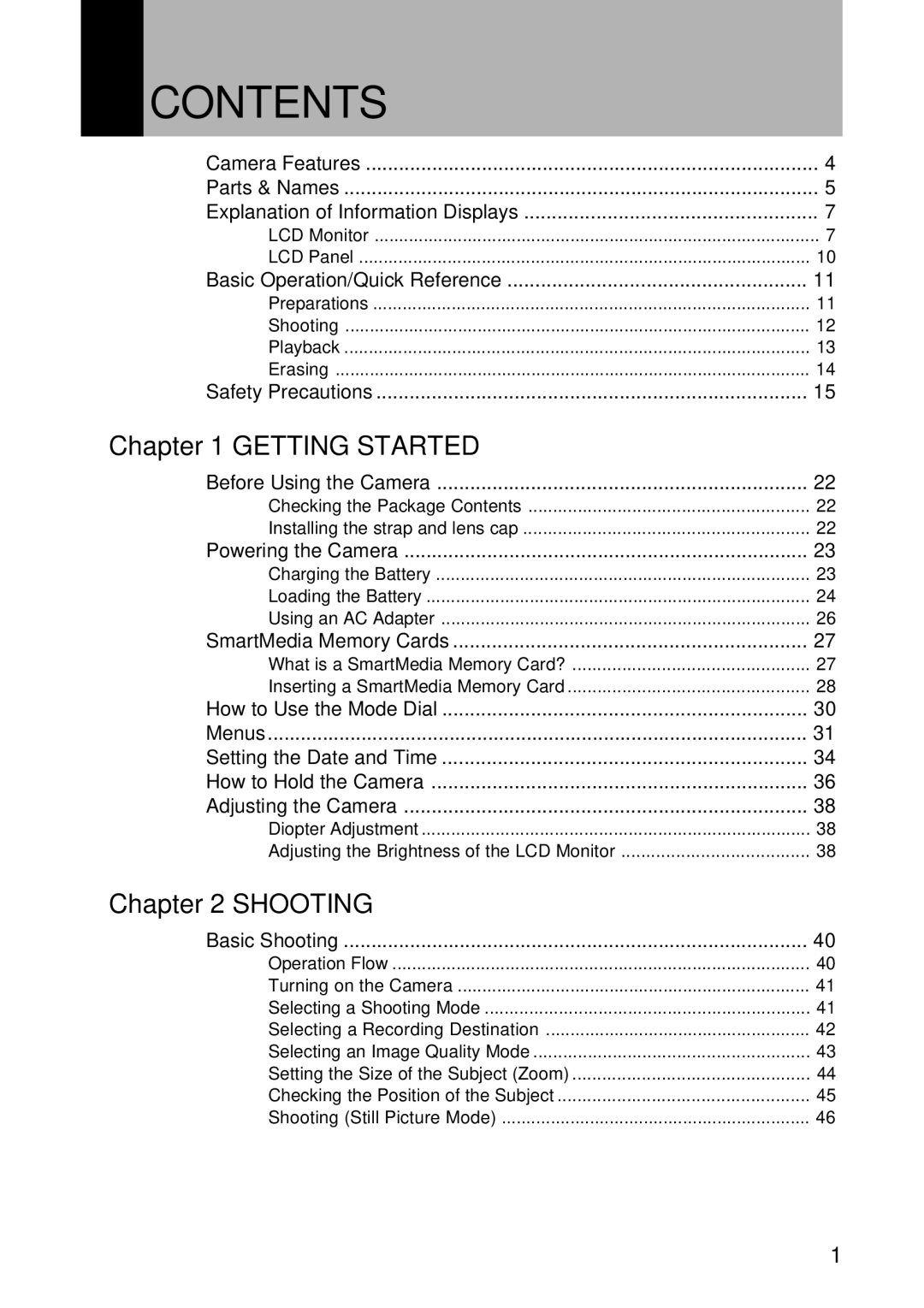 Ricoh RDC-7 manual Contents 