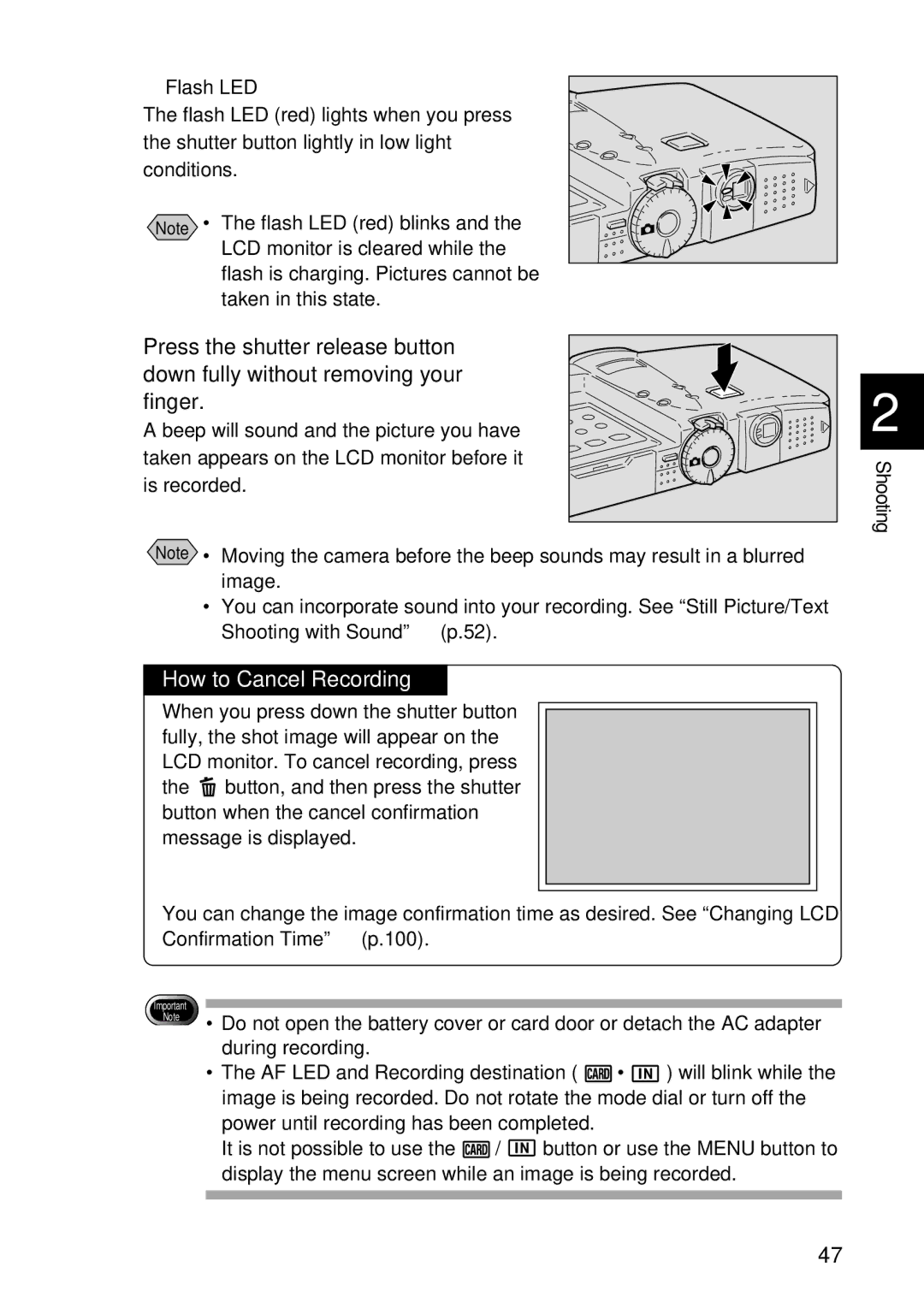 Ricoh RDC-7 manual How to Cancel Recording, Flash LED 