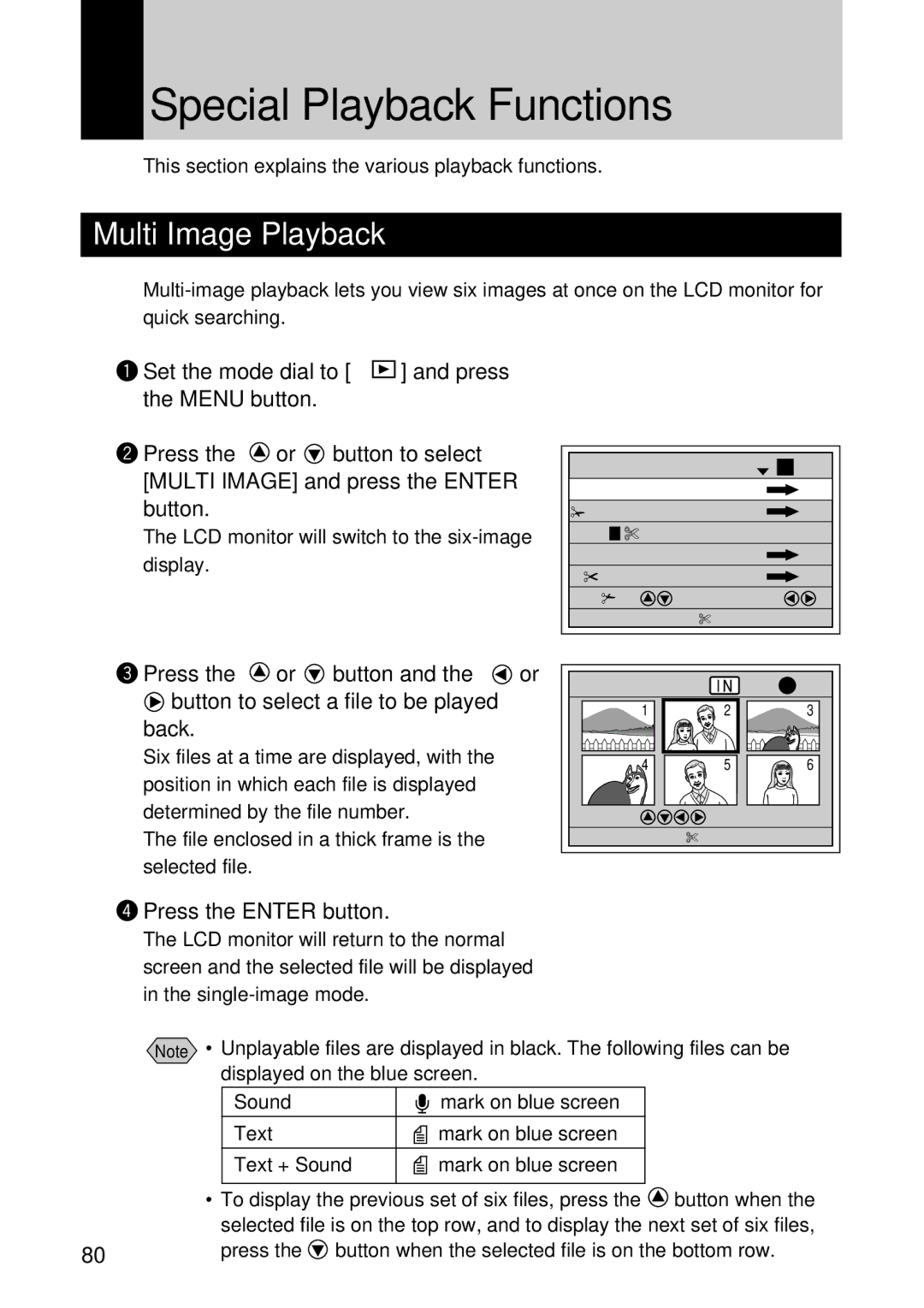 Ricoh RDC-7 manual Special Playback Functions, Multi Image Playback 