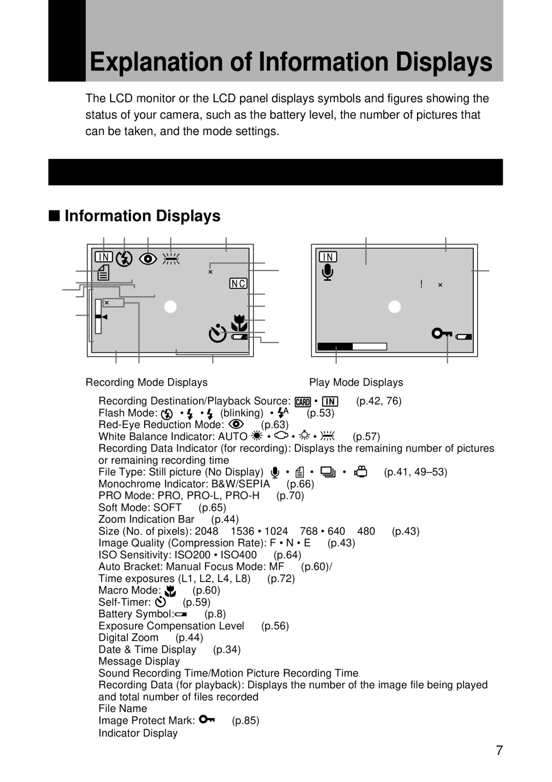 Ricoh RDC-7 manual LCD Monitor, Information Displays 