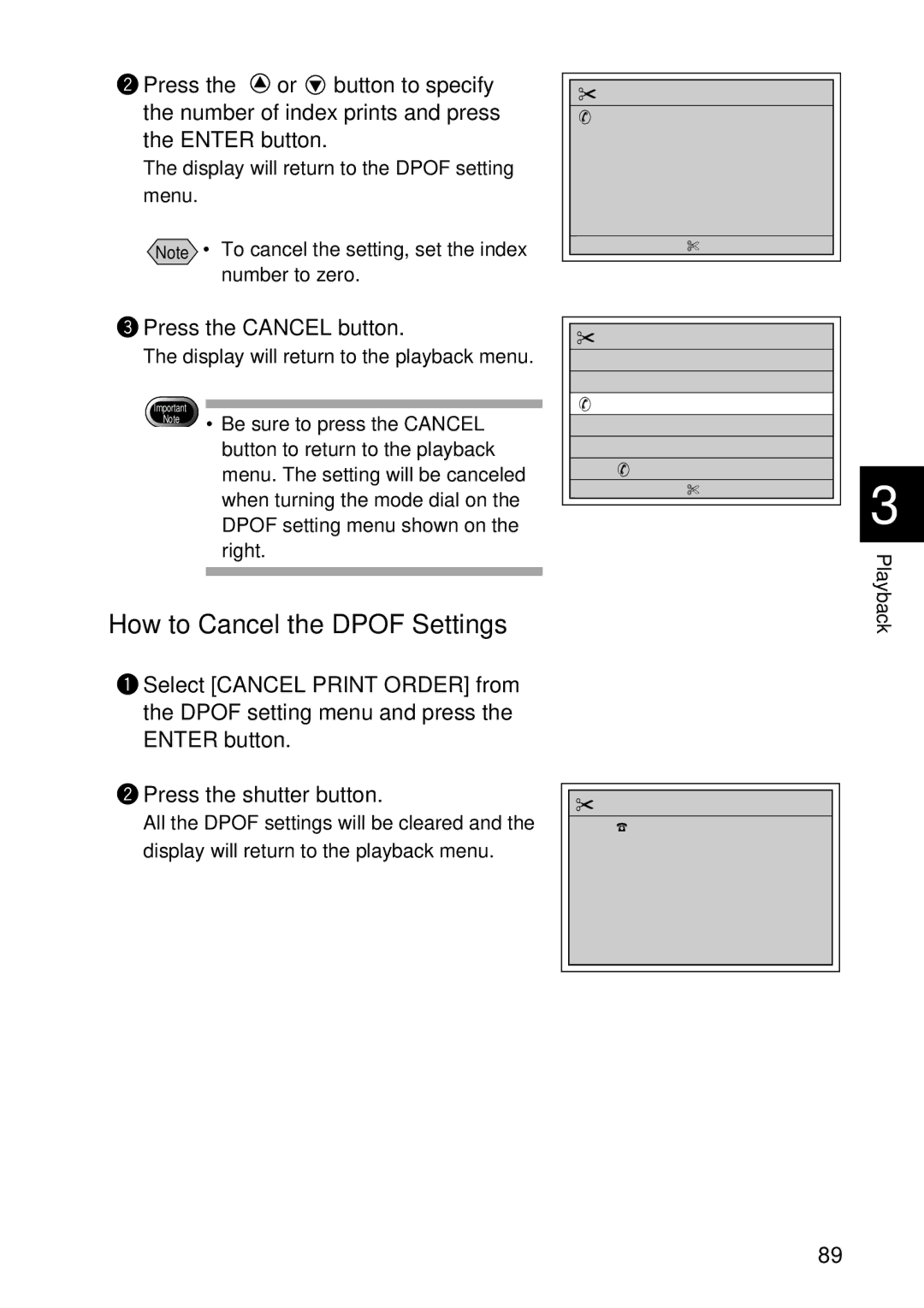 Ricoh RDC-7 manual How to Cancel the Dpof Settings 