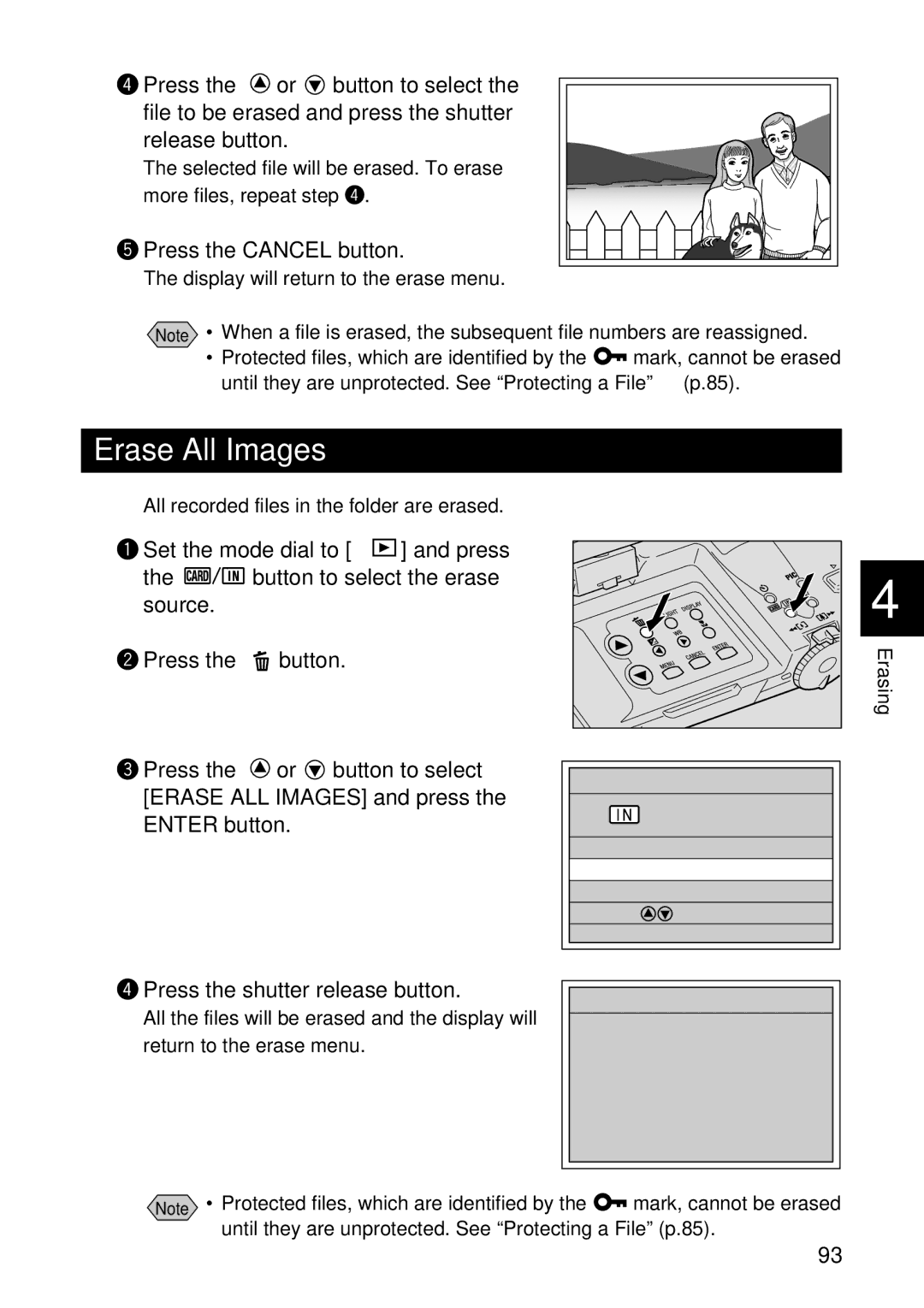 Ricoh RDC-7 manual Erase All Images, Erasing 