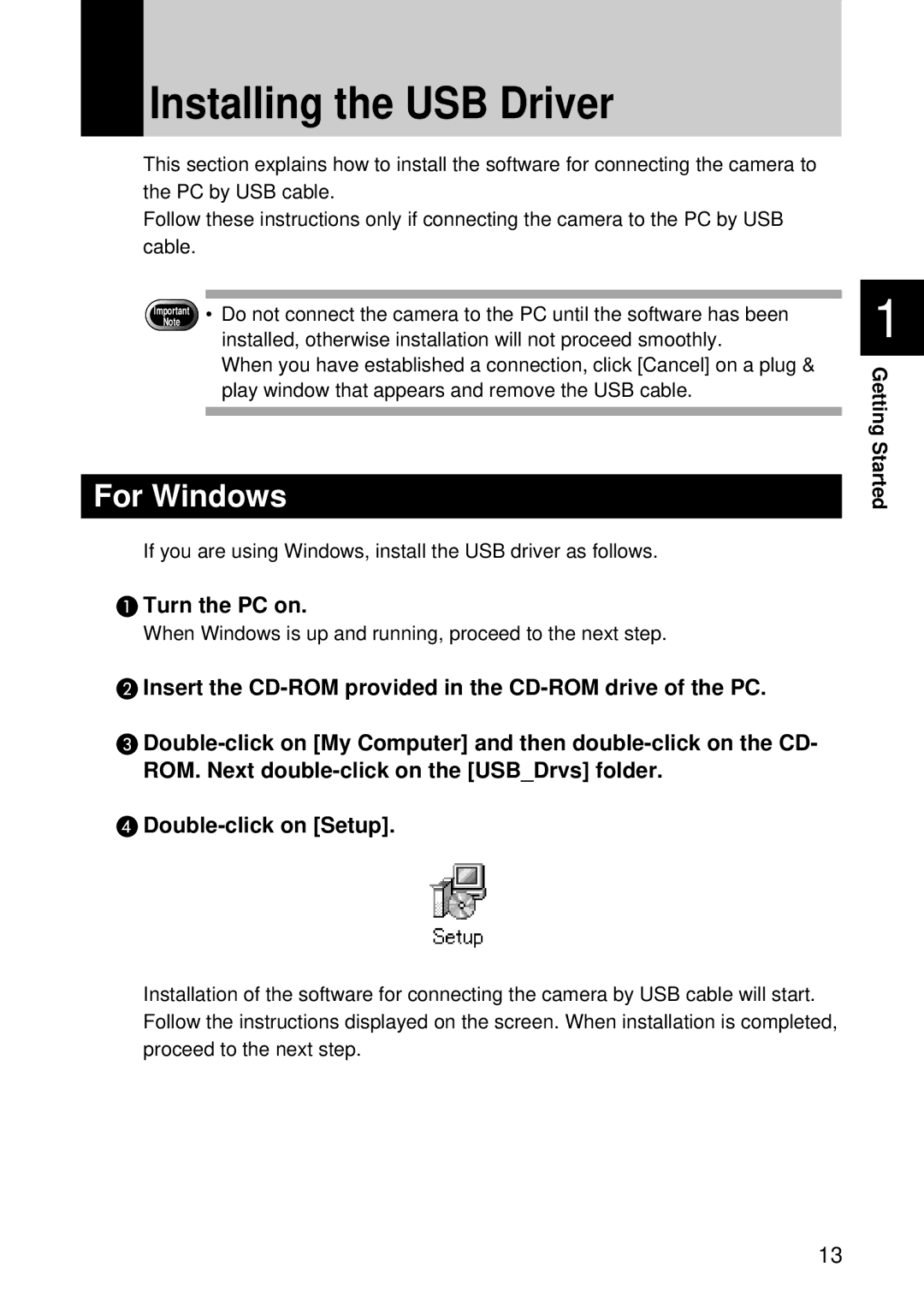 Ricoh RDC-i500 manual Installing the USB Driver, For Windows 