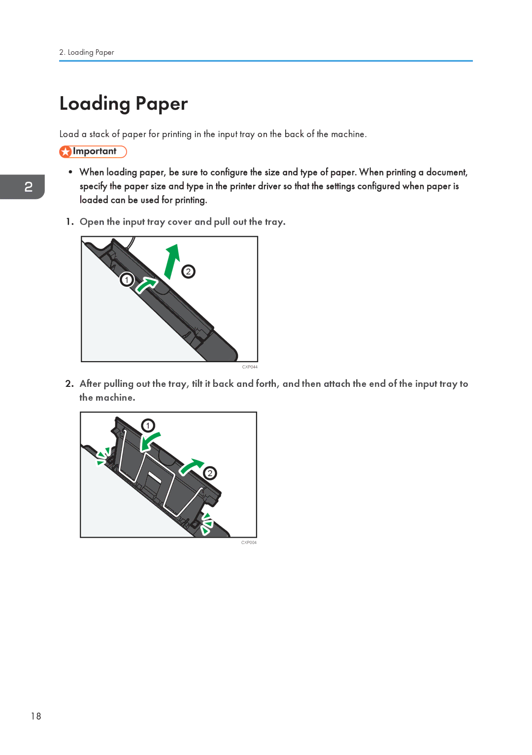 Ricoh SP 112 appendix Loading Paper 