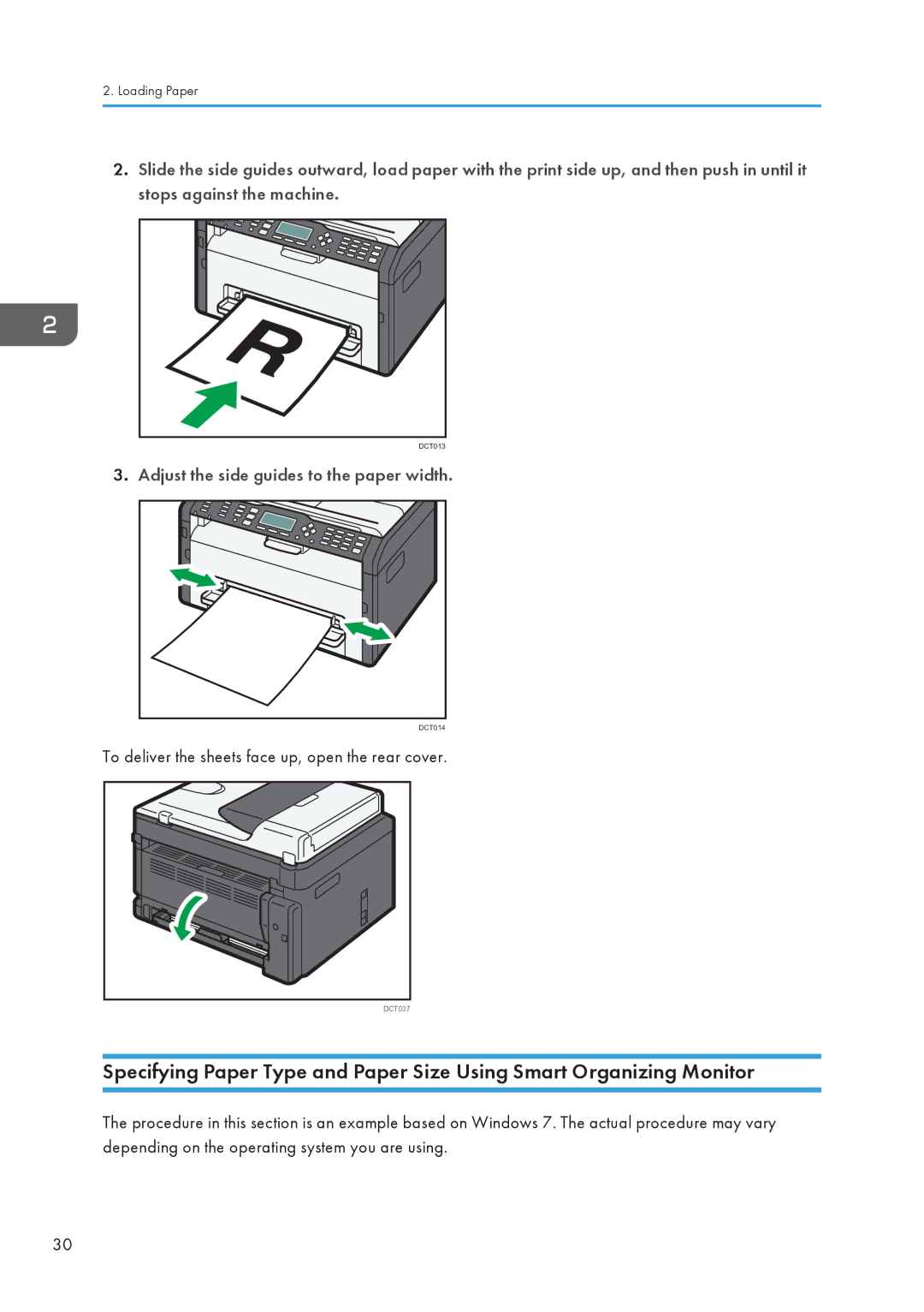 Ricoh SP 213w, SP 211, SP 213Nw appendix Adjust the side guides to the paper width 